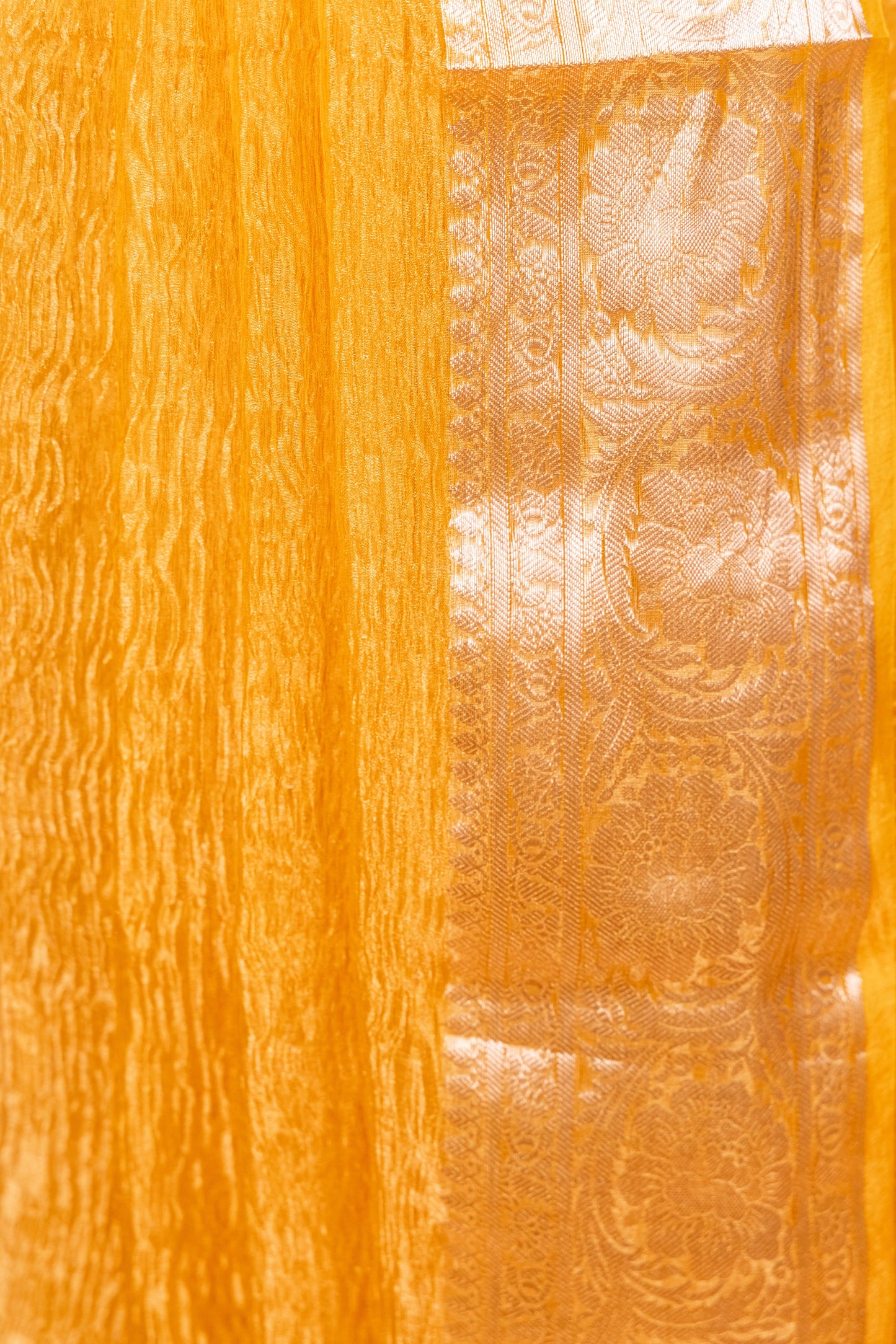 Yellow Tissue Pure Silk Dyed Saree - Panaya