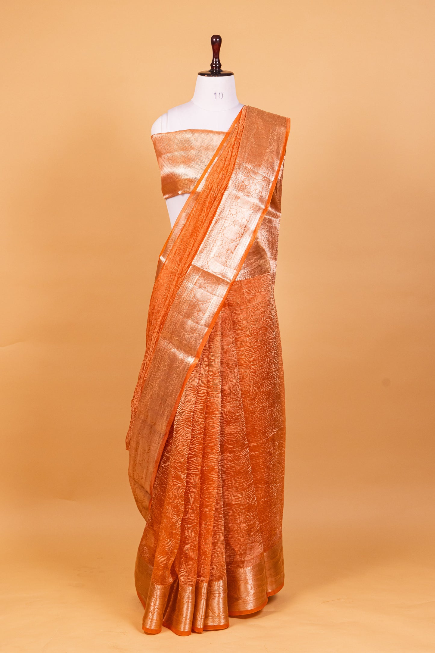 Orange Tissue Pure Silk Dyed Saree - Panaya