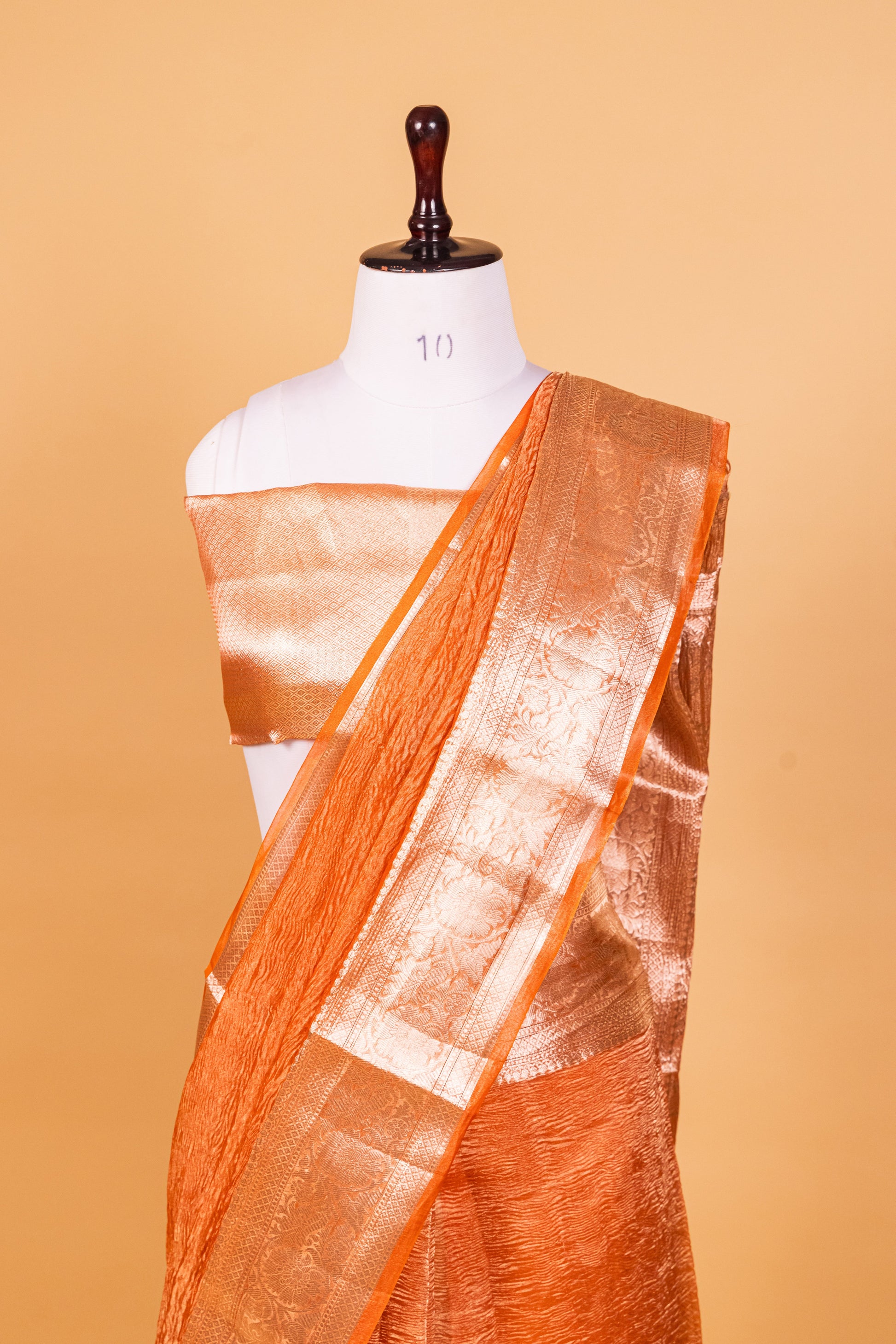 Orange Tissue Pure Silk Dyed Saree - Panaya