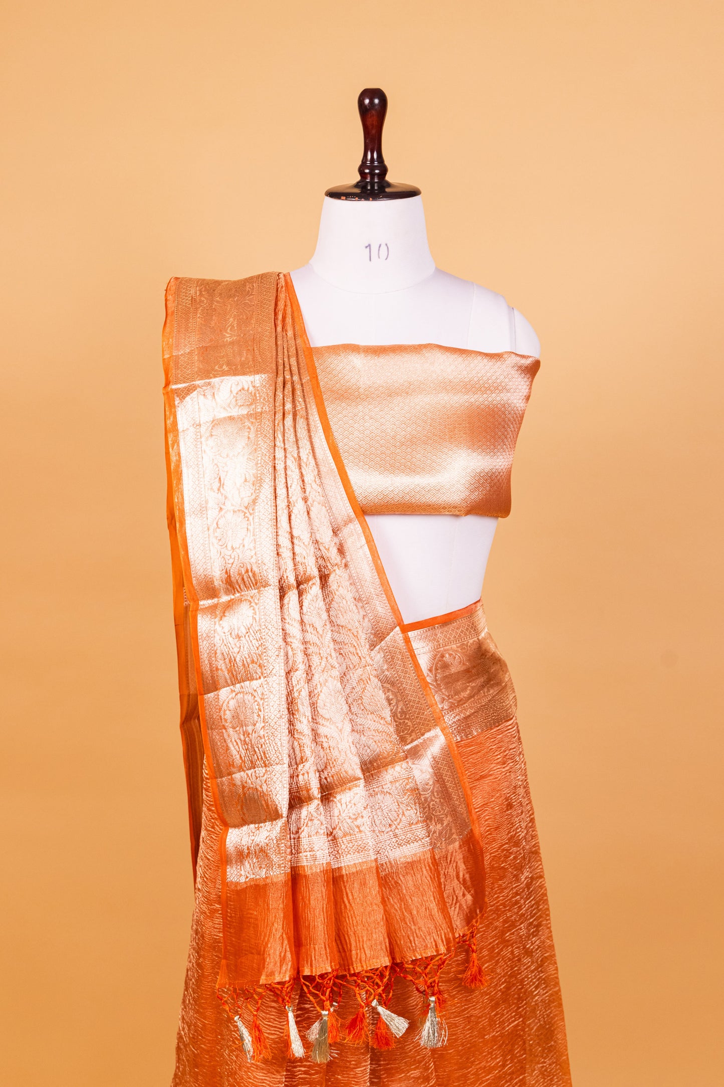 Orange Tissue Pure Silk Dyed Saree - Panaya