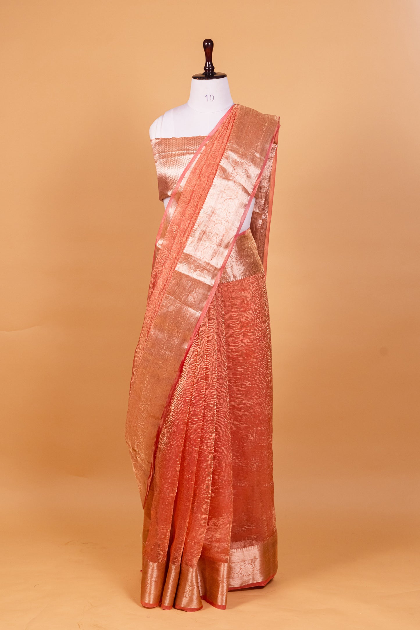 Peach Tissue Pure Silk Dyed Saree - Panaya