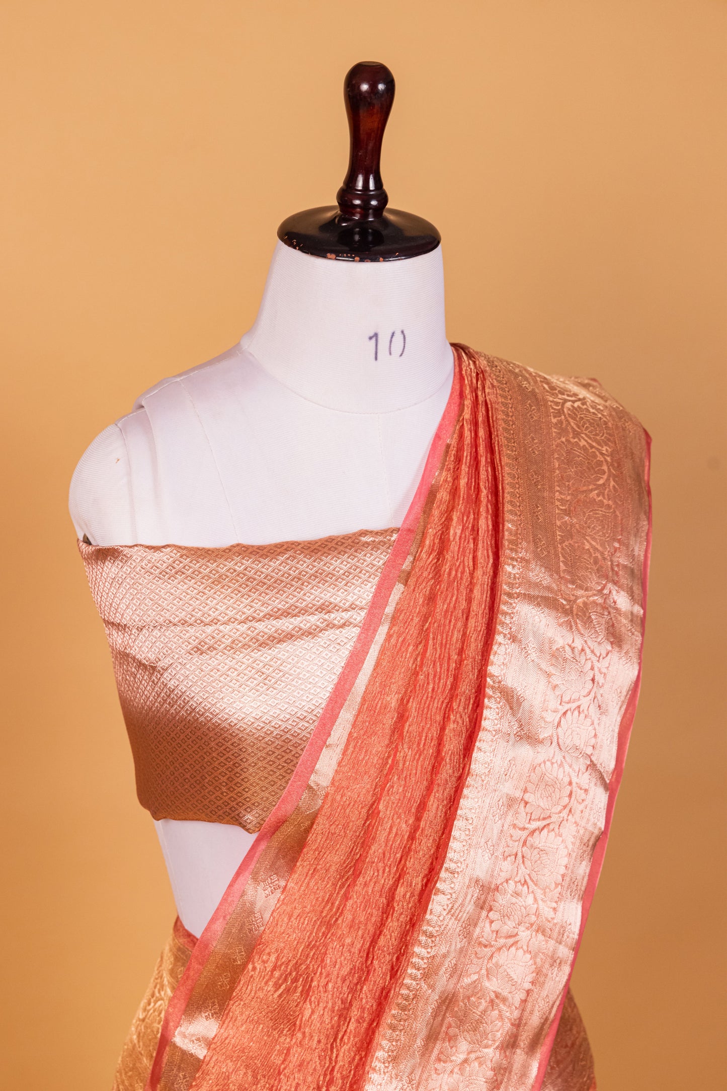 Peach Tissue Pure Silk Dyed Saree - Panaya