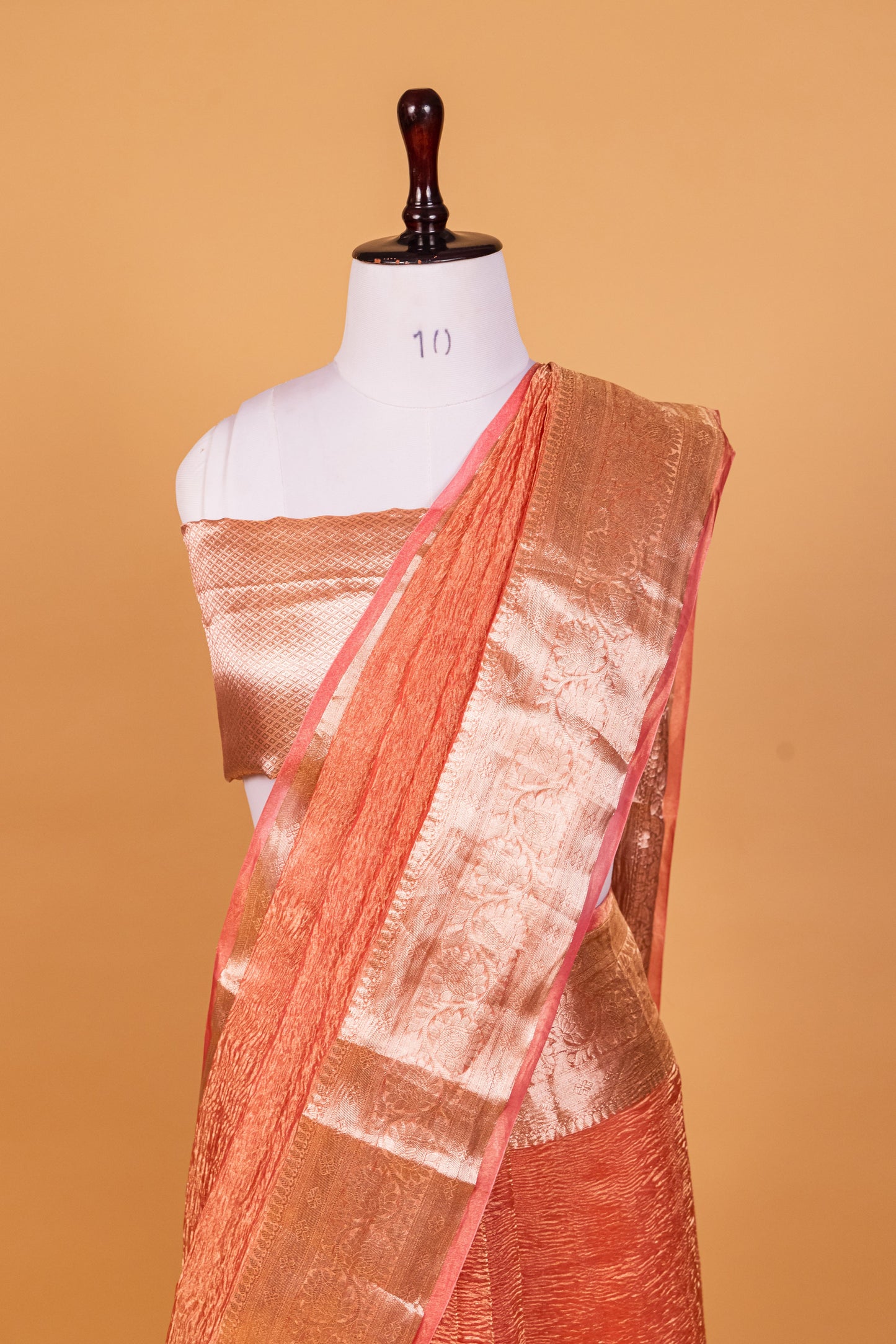 Peach Tissue Pure Silk Dyed Saree - Panaya