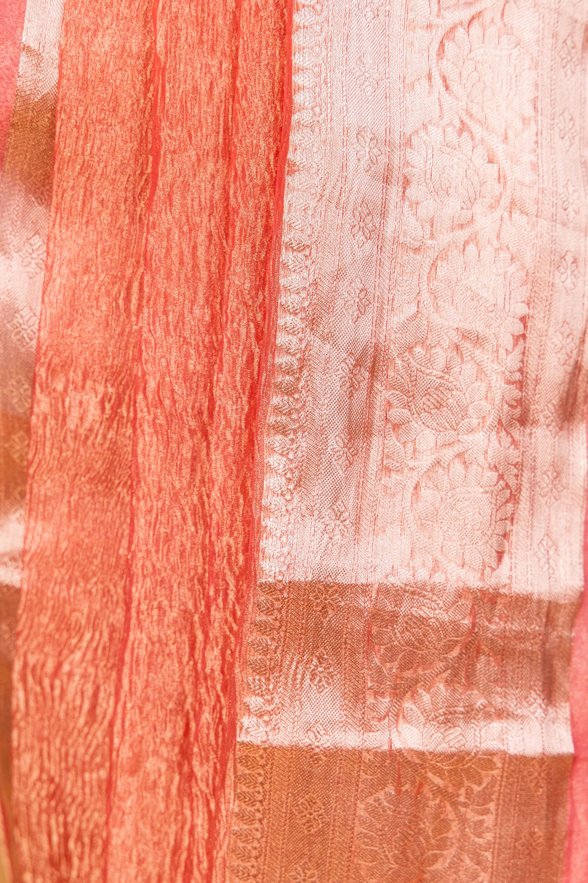 Peach Tissue Pure Silk Dyed Saree - Panaya