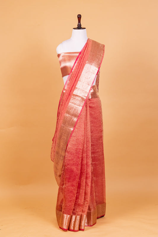 Pink Tissue Pure Silk Dyed Saree - Panaya