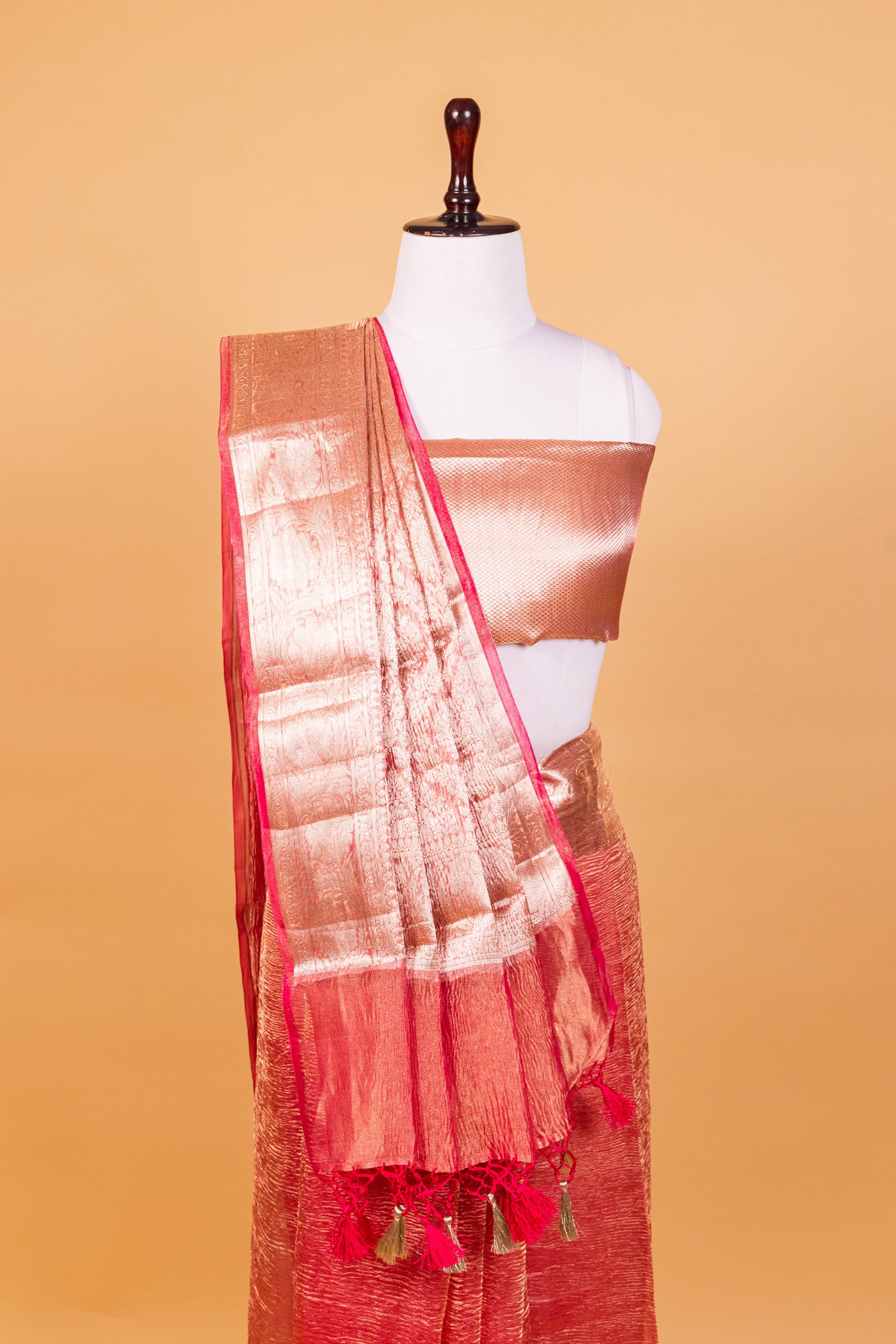 Pink Tissue Pure Silk Dyed Saree - Panaya