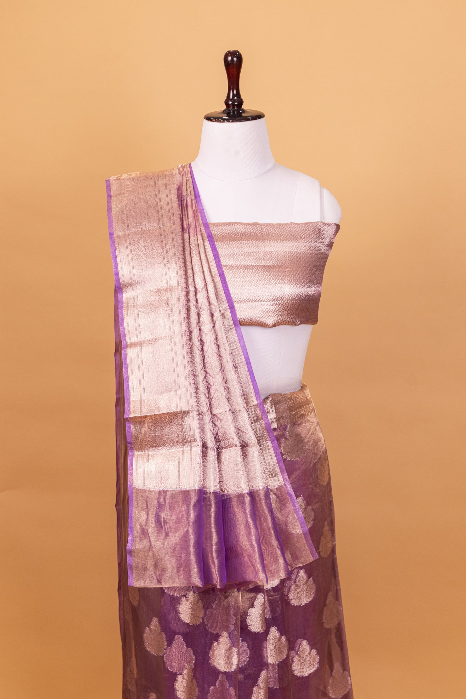 Purple Tissue Pure Silk Dyed Saree - Panaya