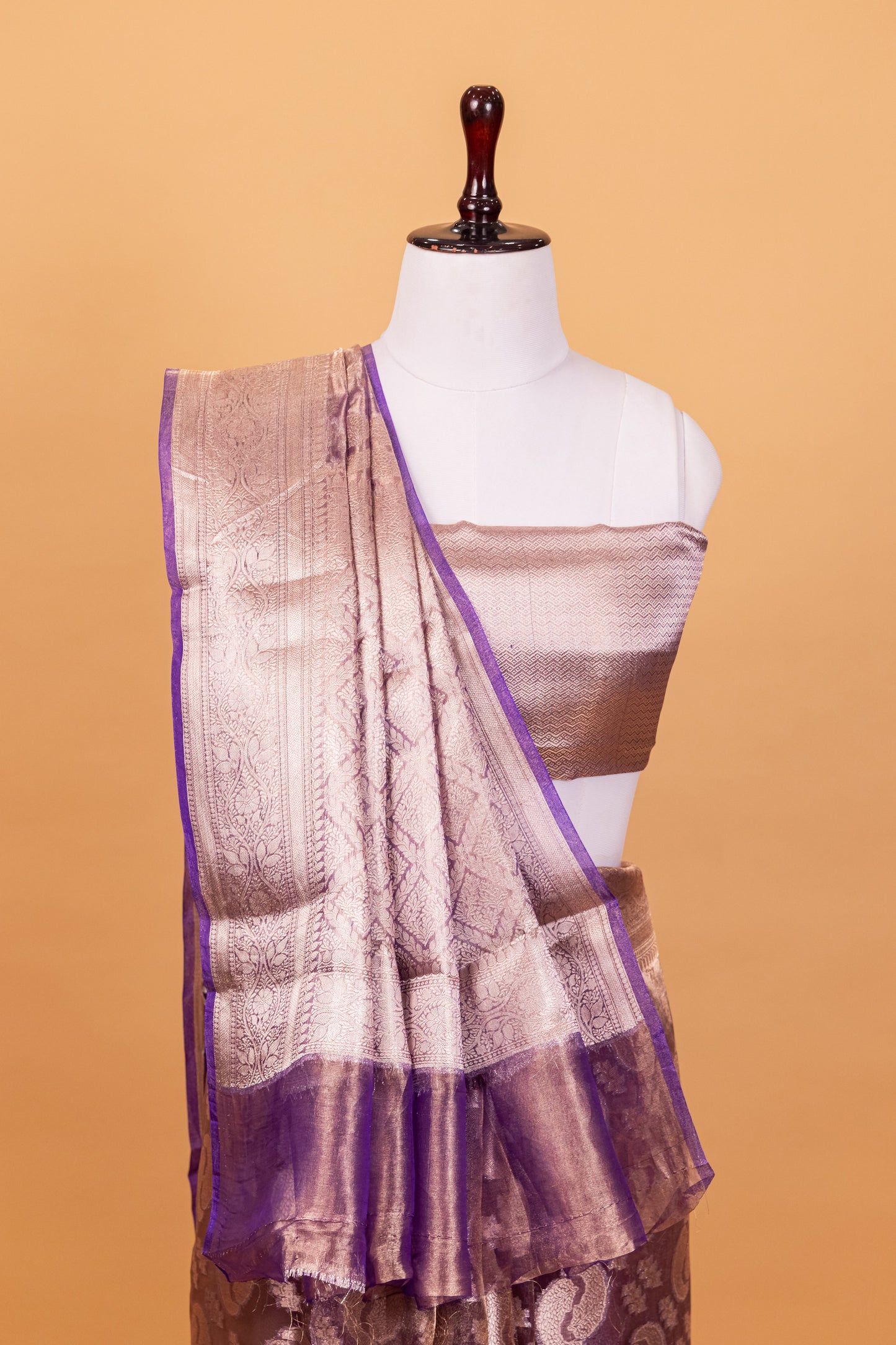 Purple Tissue Pure Silk Dyed Saree - Panaya