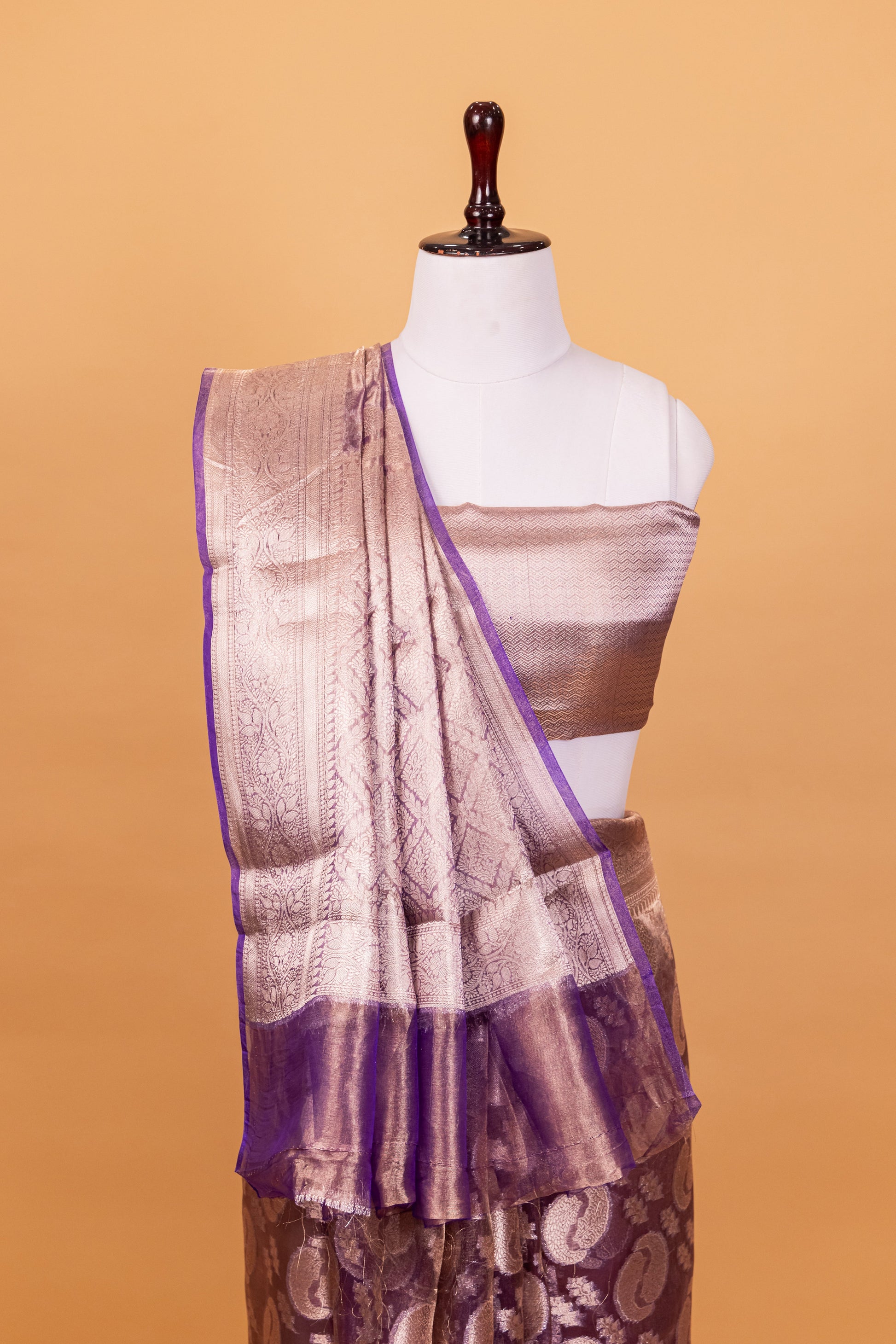 Purple Tissue Pure Silk Dyed Saree - Panaya