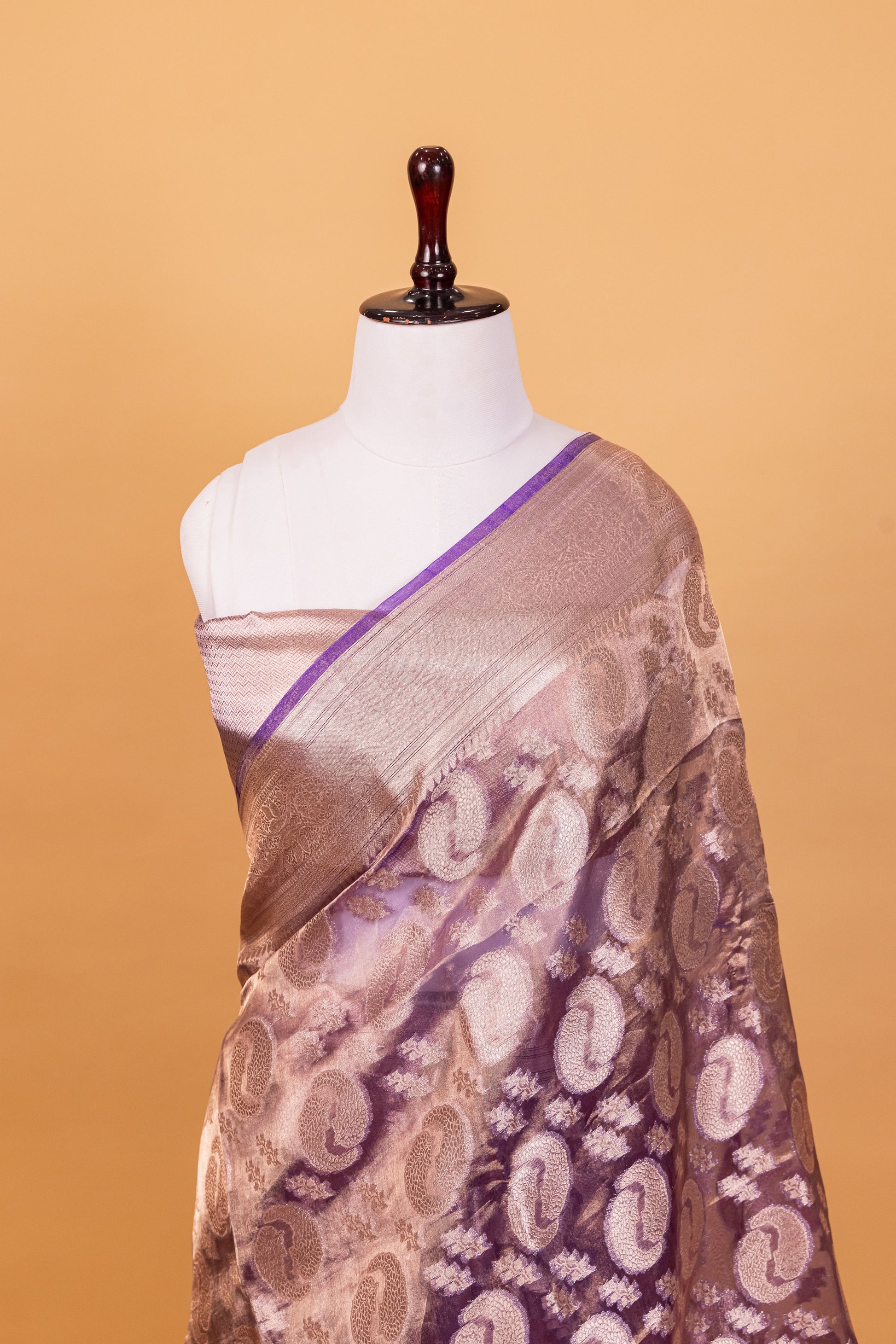 Purple Tissue Pure Silk Dyed Saree - Panaya