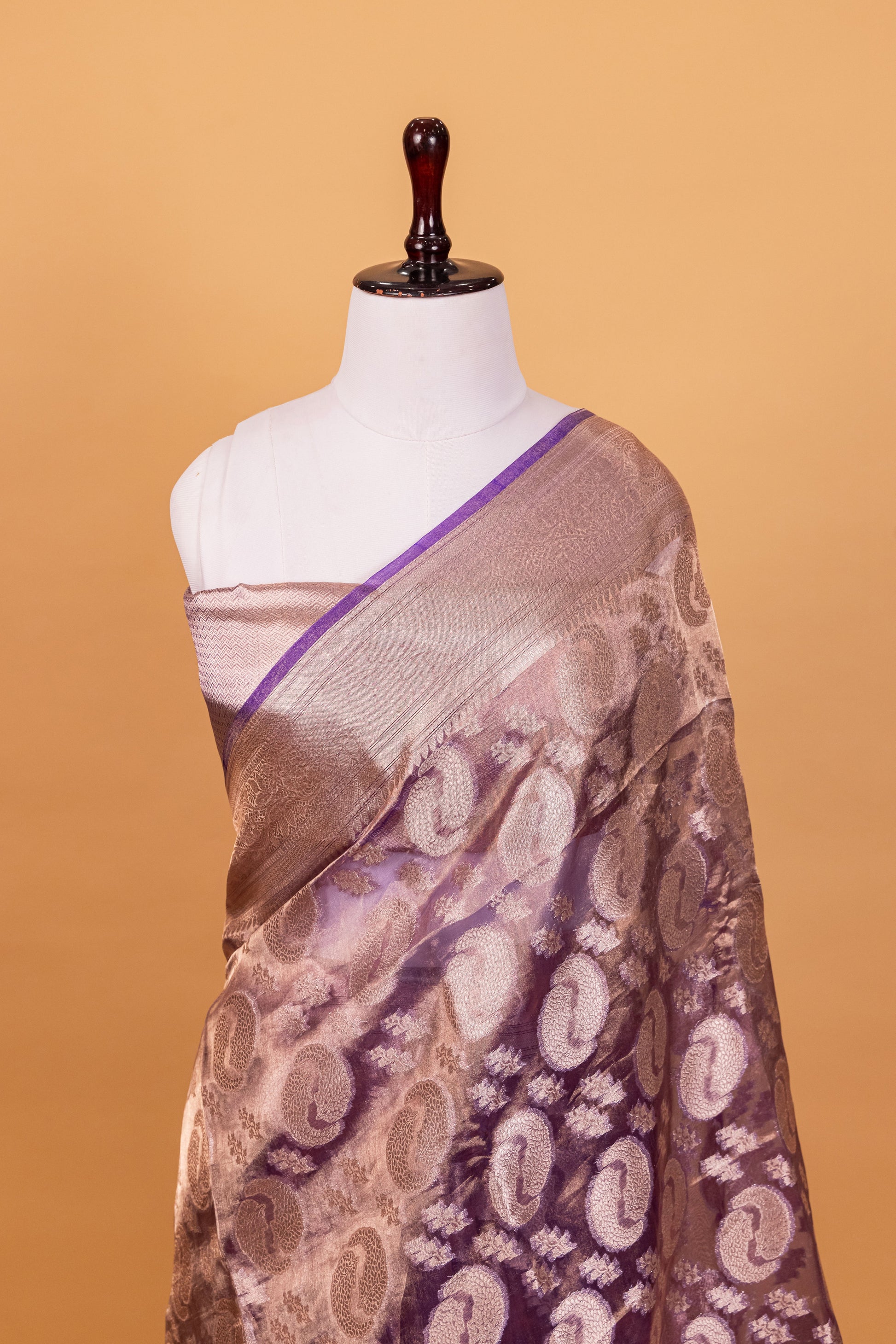 Purple Tissue Pure Silk Dyed Saree - Panaya