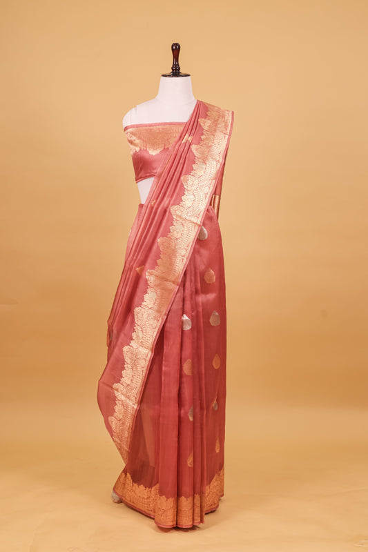 Pink Organza Silk Kadhwa Saree - Panaya