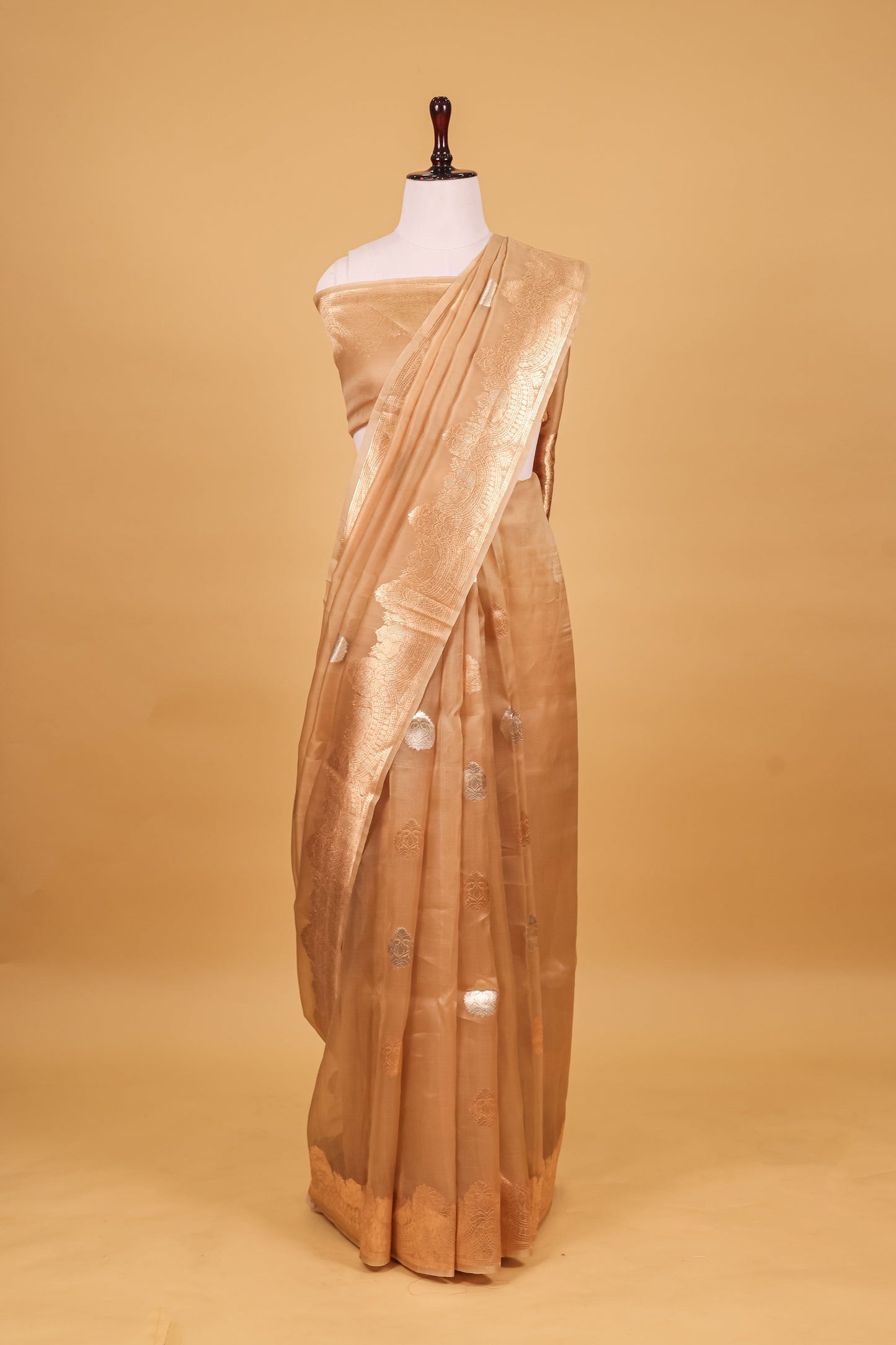 Gold Organza Silk Kadhwa Saree - Panaya