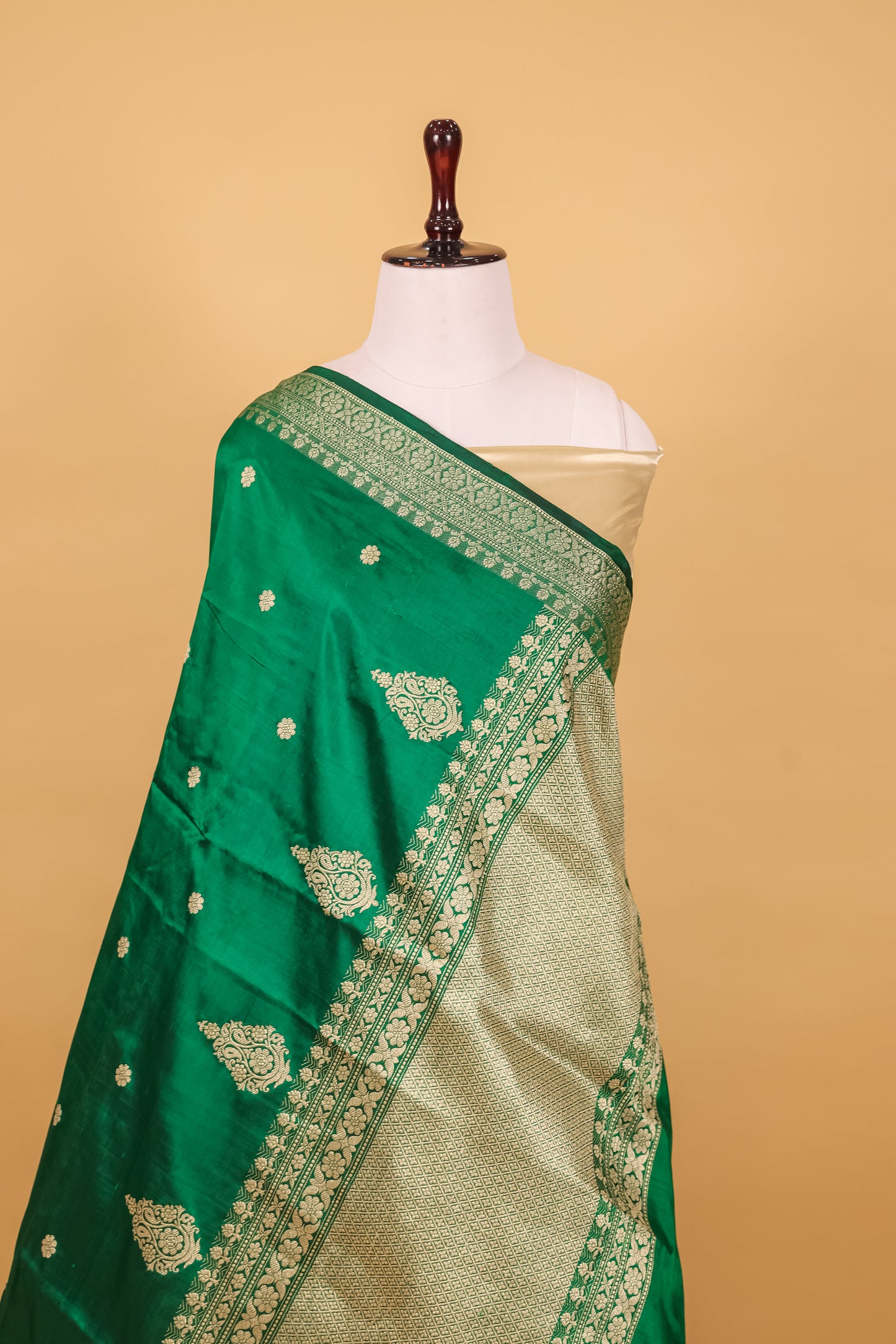 Green Katan Pure Silk Kadhwa Saree - Panaya