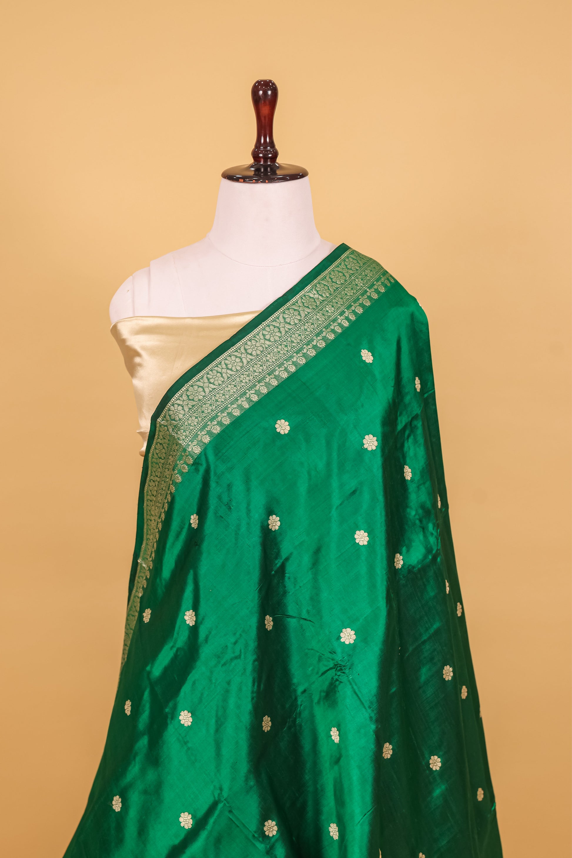 Green Katan Pure Silk Kadhwa Saree - Panaya