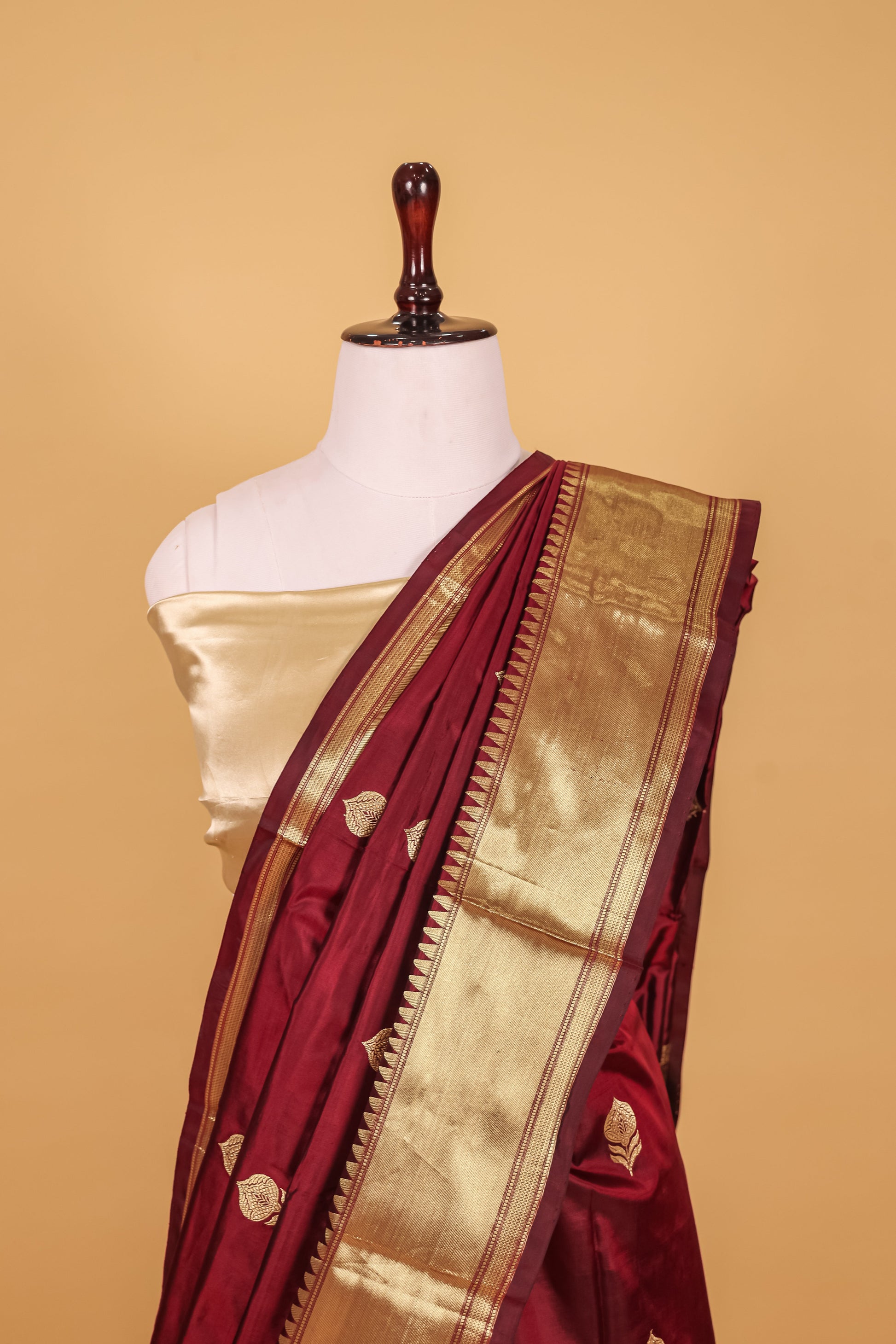 Chocolate Katan Pure Silk Kadhwa Saree - Panaya