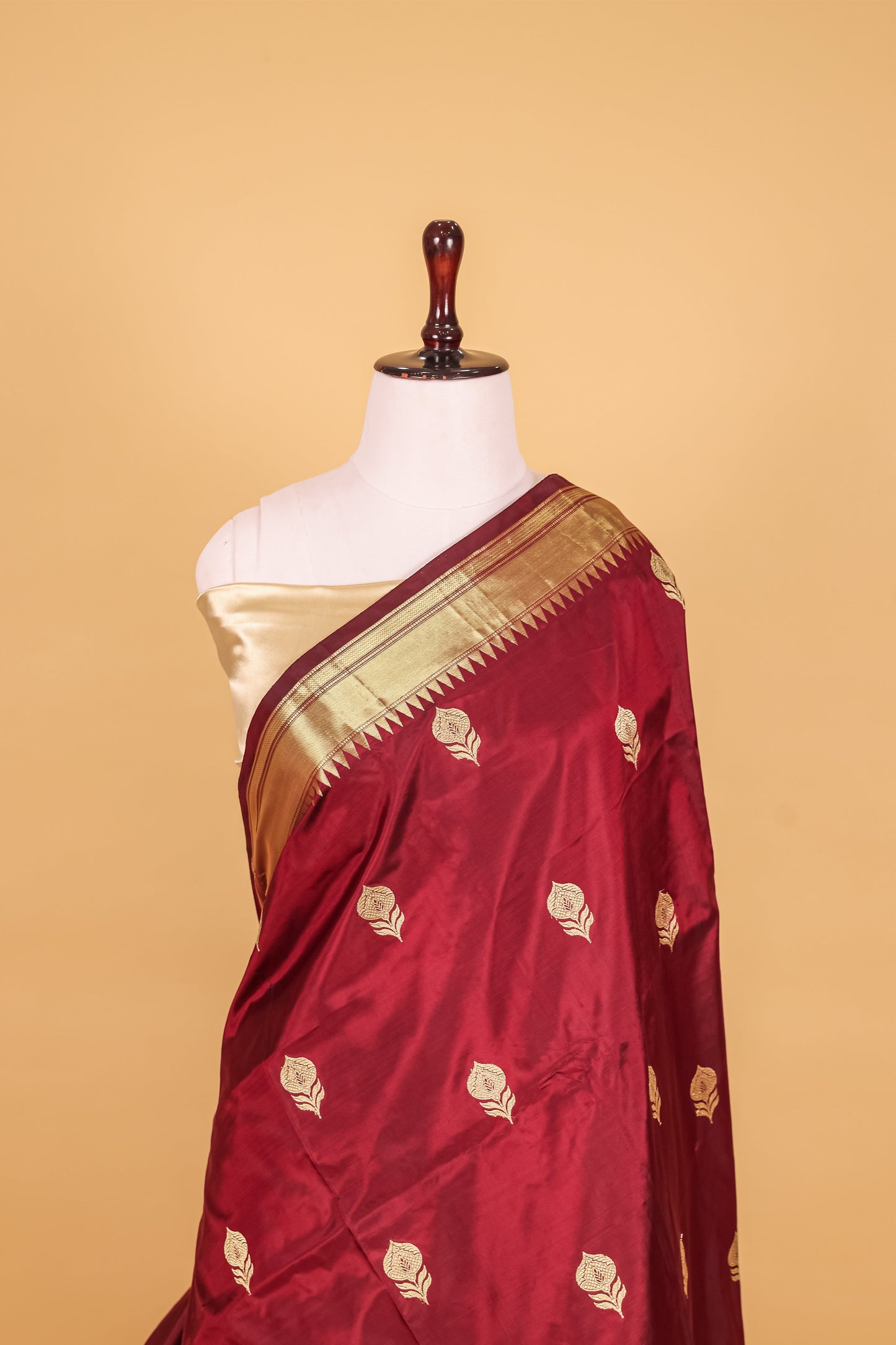 Chocolate Katan Pure Silk Kadhwa Saree - Panaya