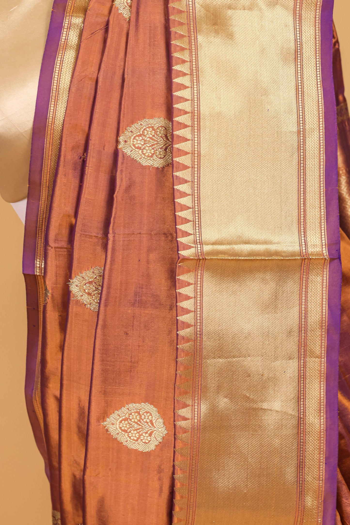 Purple Katan Pure Silk Kadhwa Saree - Panaya