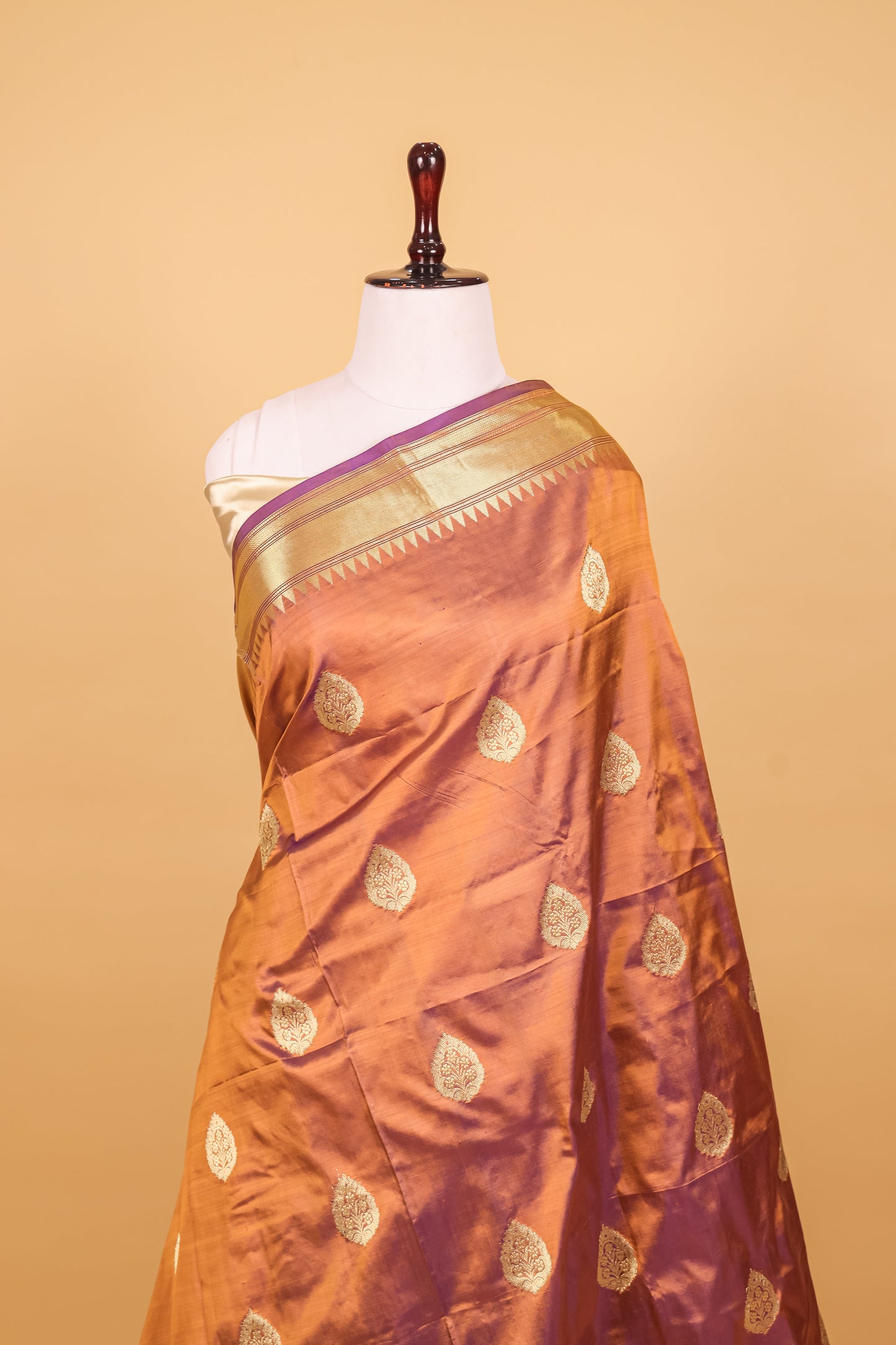 Purple Katan Pure Silk Kadhwa Saree