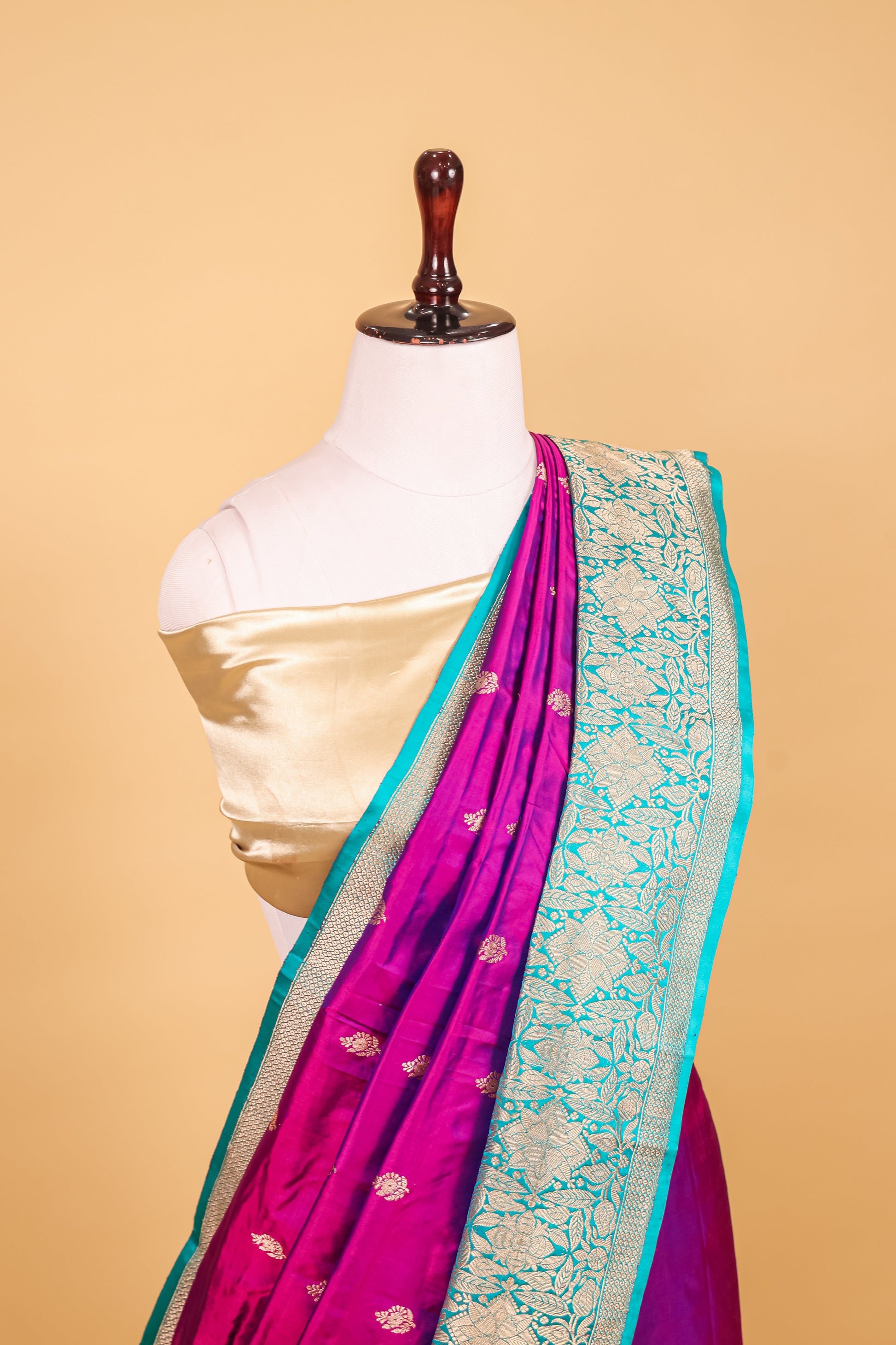 Purple Katan Pure Silk Kadhwa Saree - Panaya