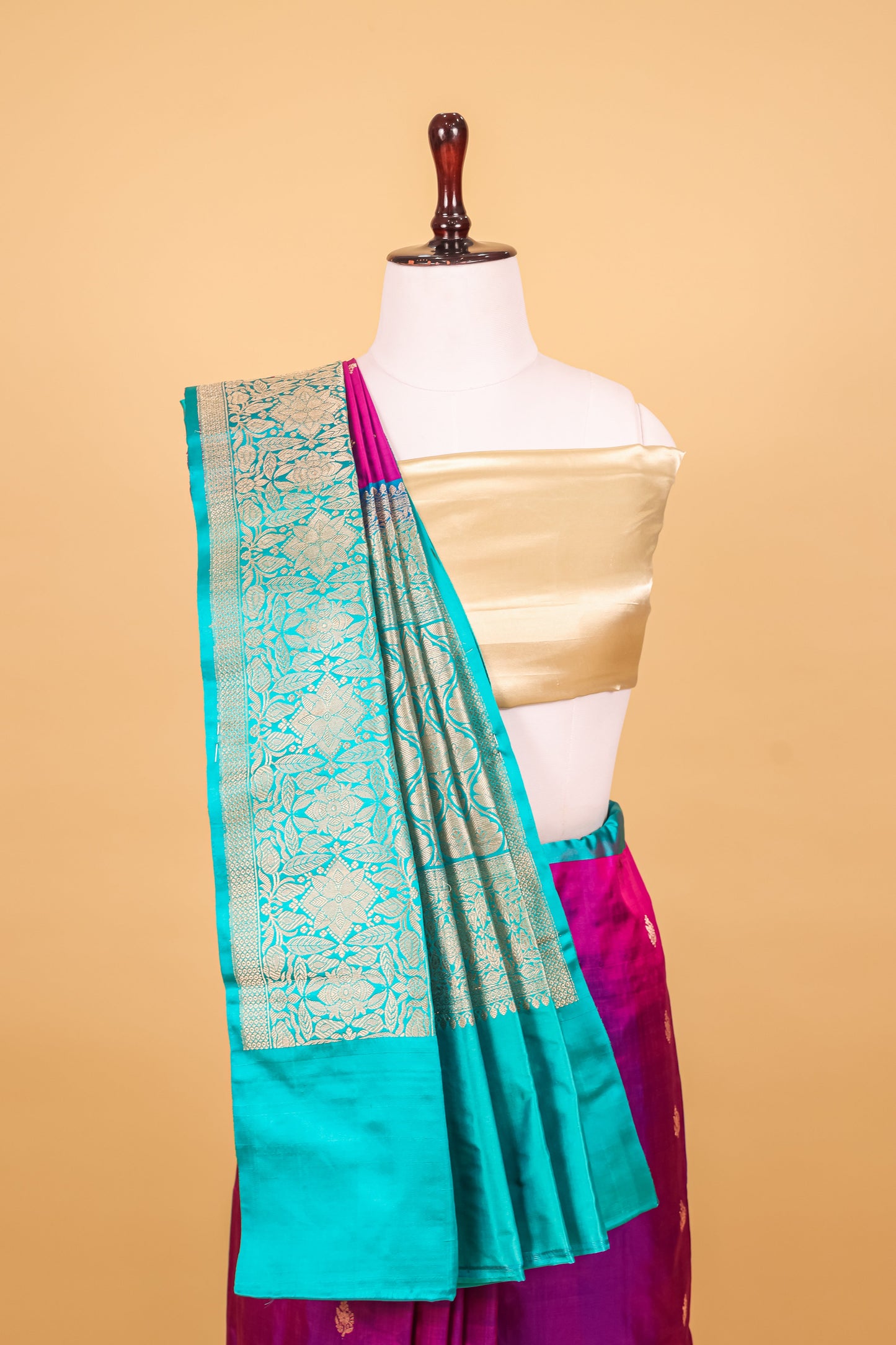 Purple Katan Pure Silk Kadhwa Saree - Panaya