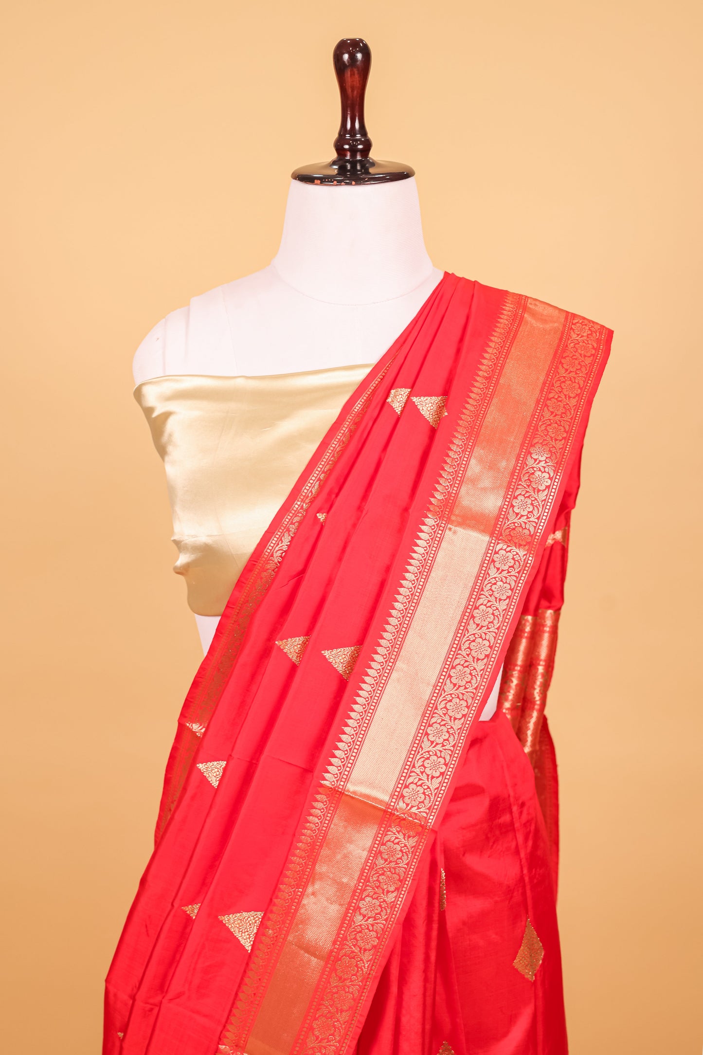 Red Katan Pure Silk Kadhwa Saree - Panaya