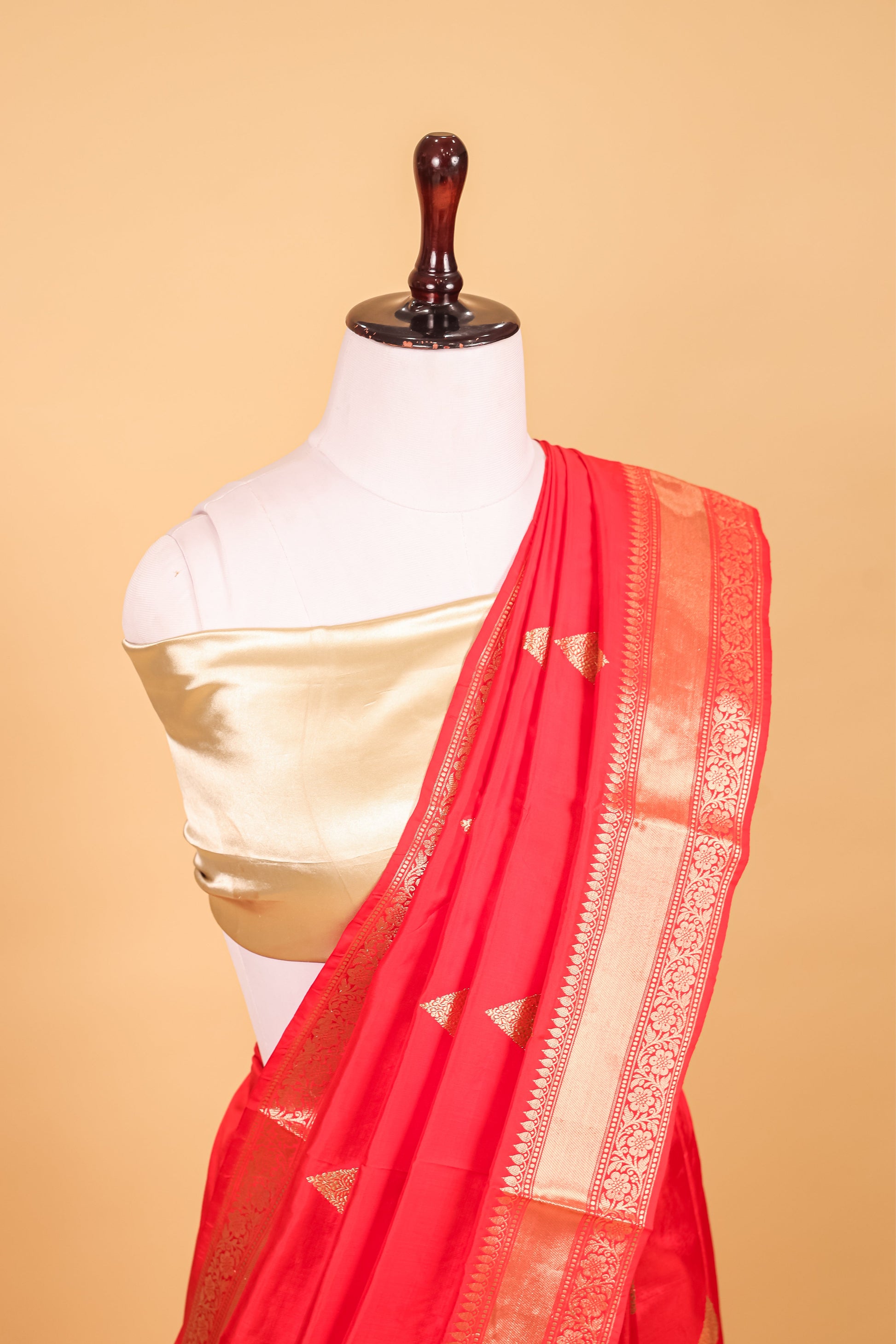 Red Katan Pure Silk Kadhwa Saree - Panaya