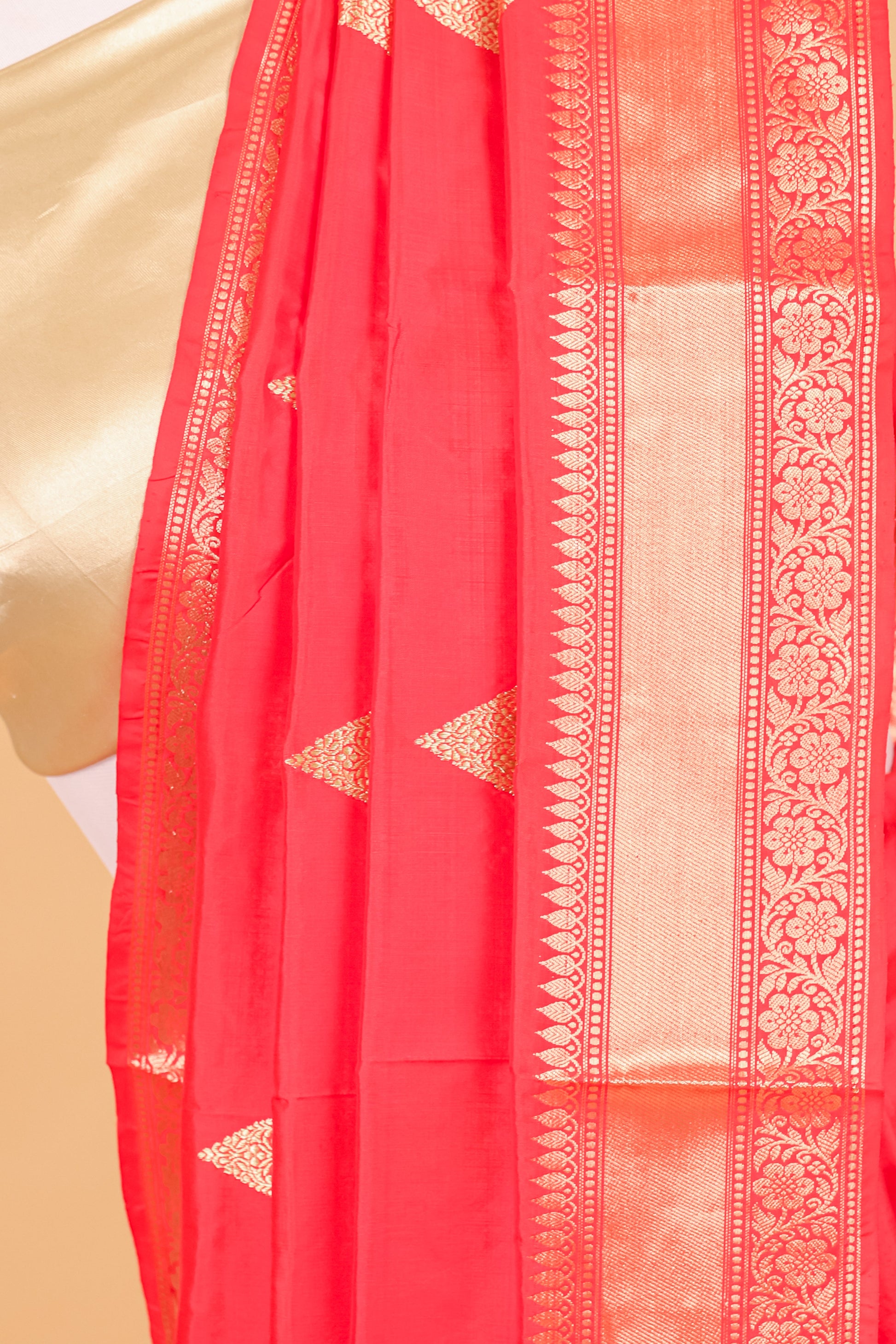 Red Katan Pure Silk Kadhwa Saree - Panaya