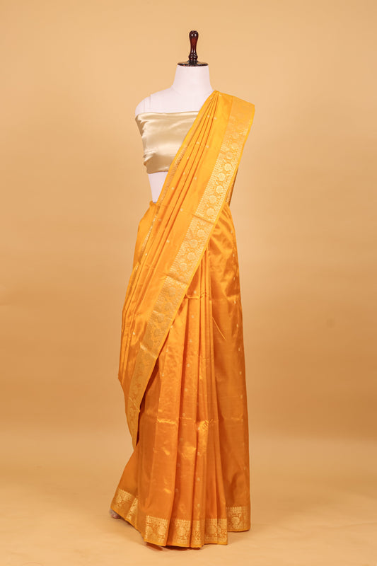 Yellow Katan Pure Silk Kadhwa Saree - Panaya