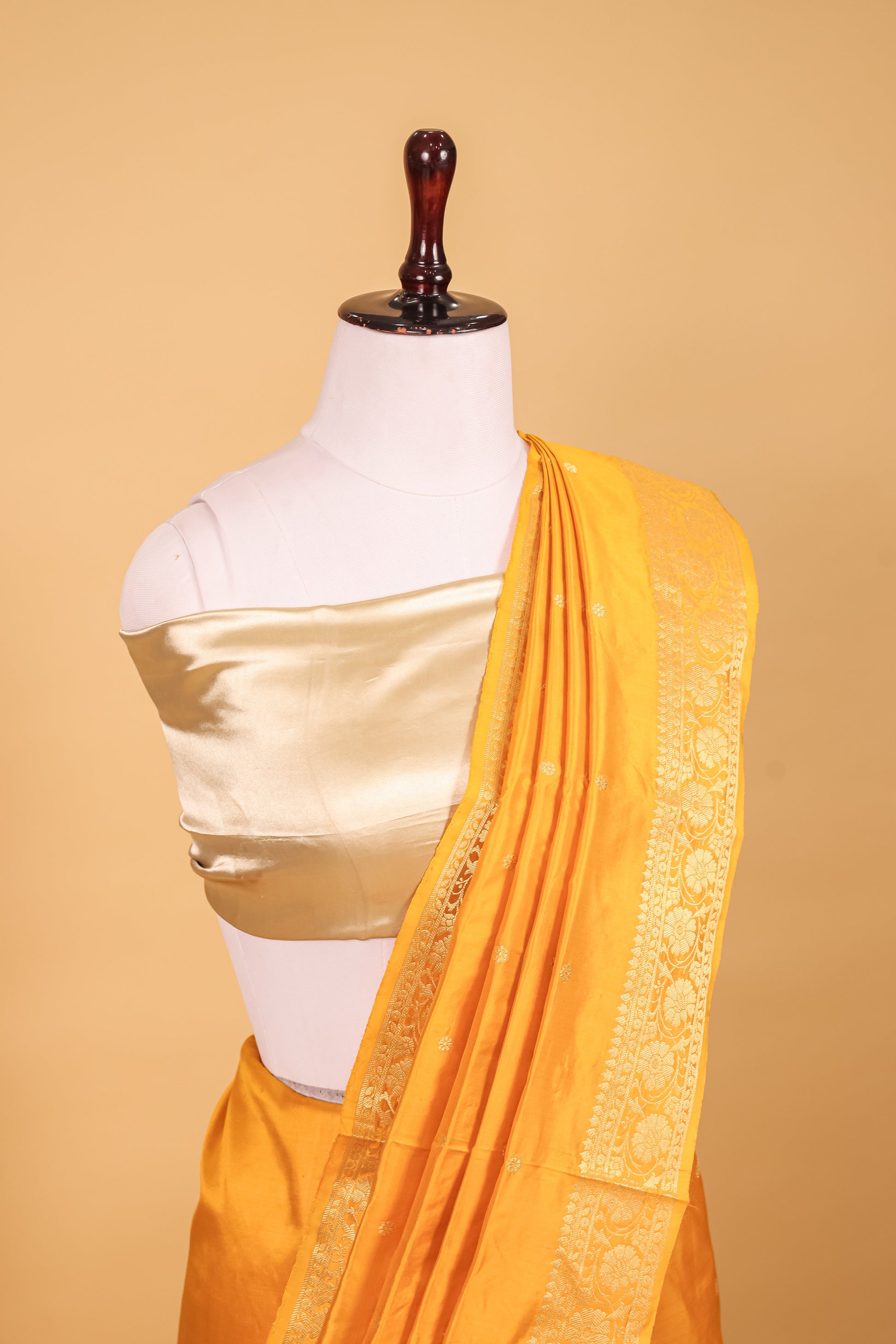 Yellow Katan Pure Silk Kadhwa Saree - Panaya