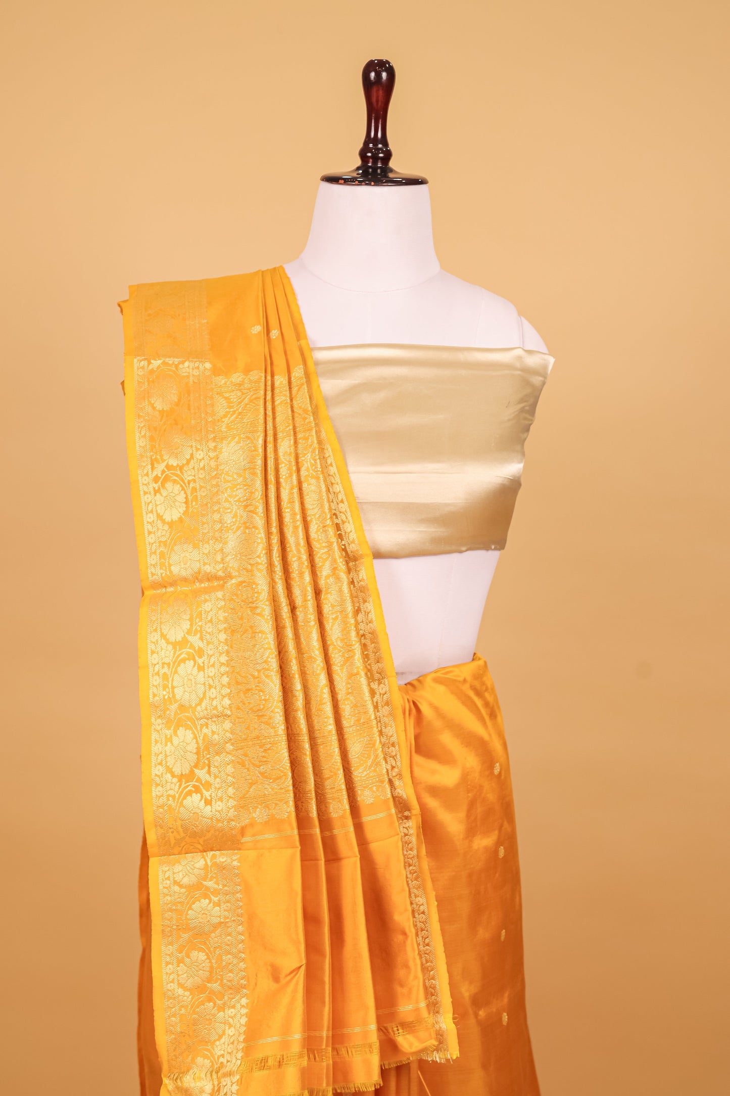 Yellow Katan Pure Silk Kadhwa Saree - Panaya