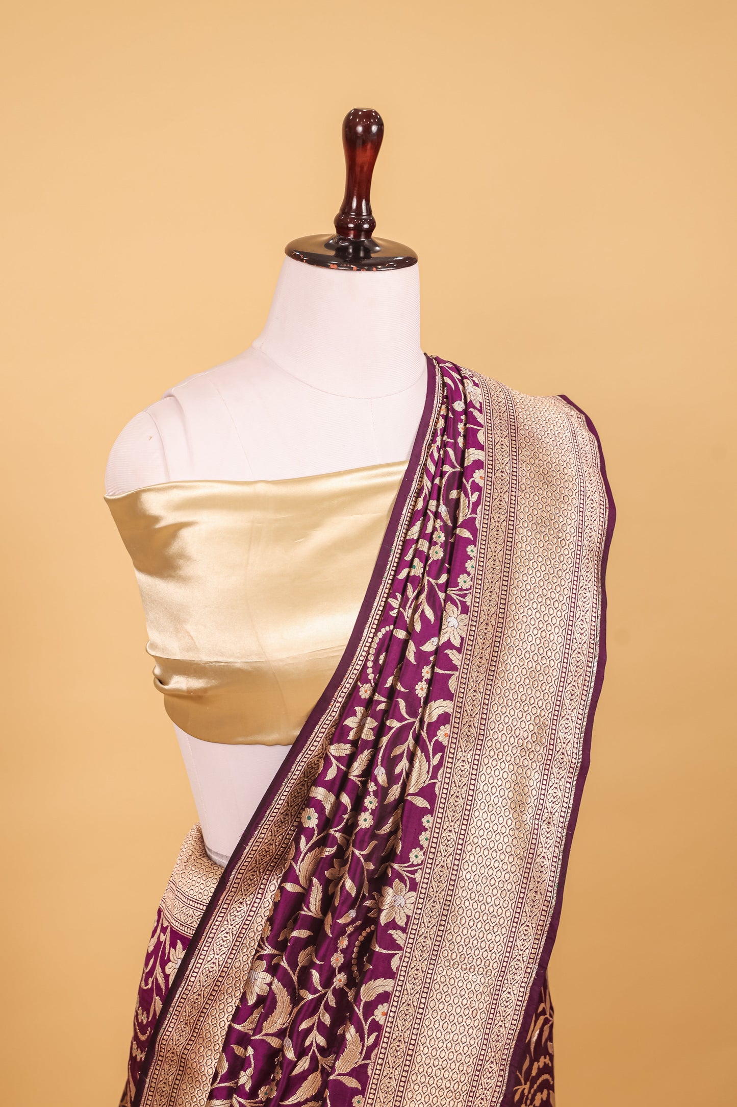 Purple Katan Pure Silk Kadhwa Saree - Panaya