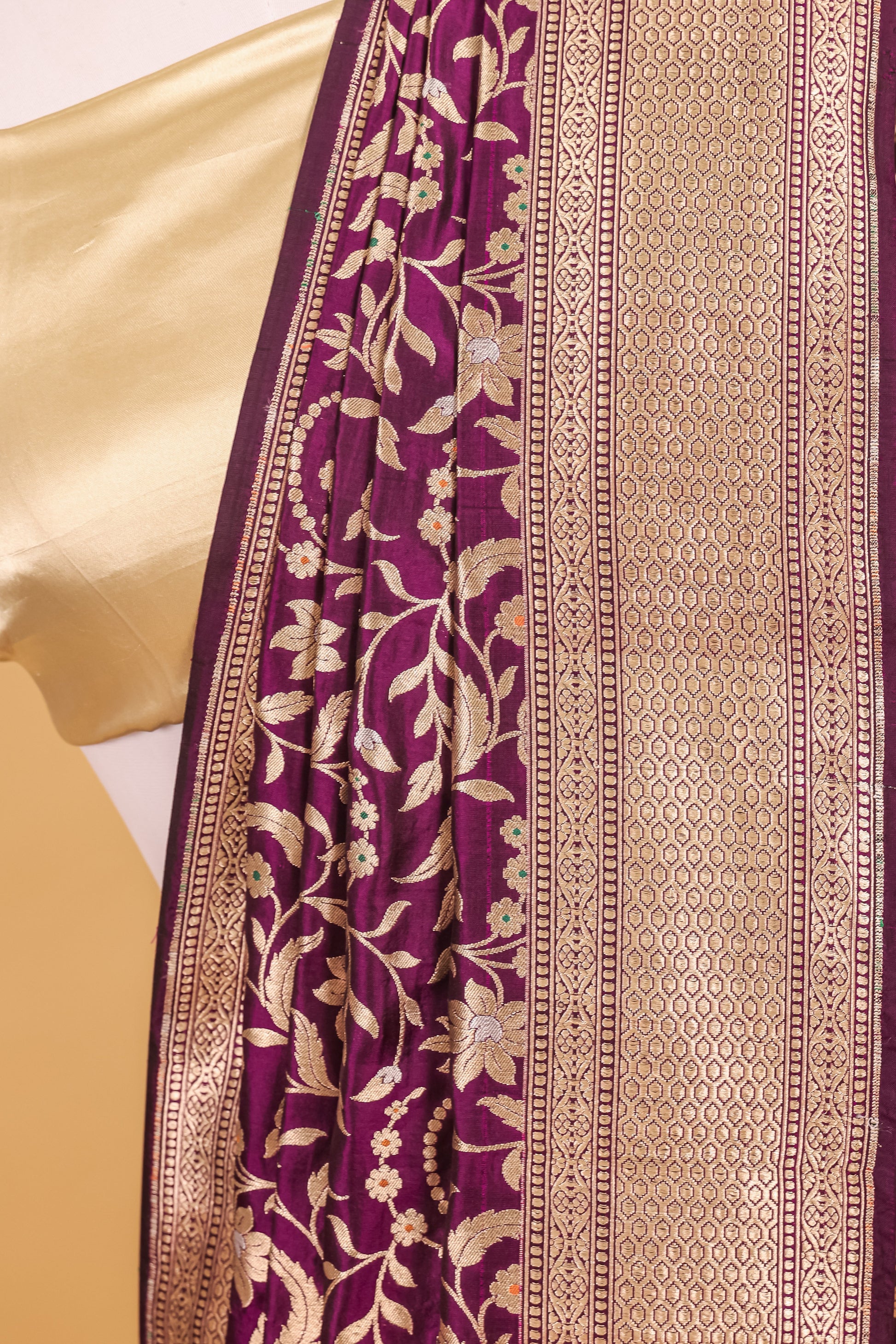 Purple Katan Pure Silk Kadhwa Saree - Panaya