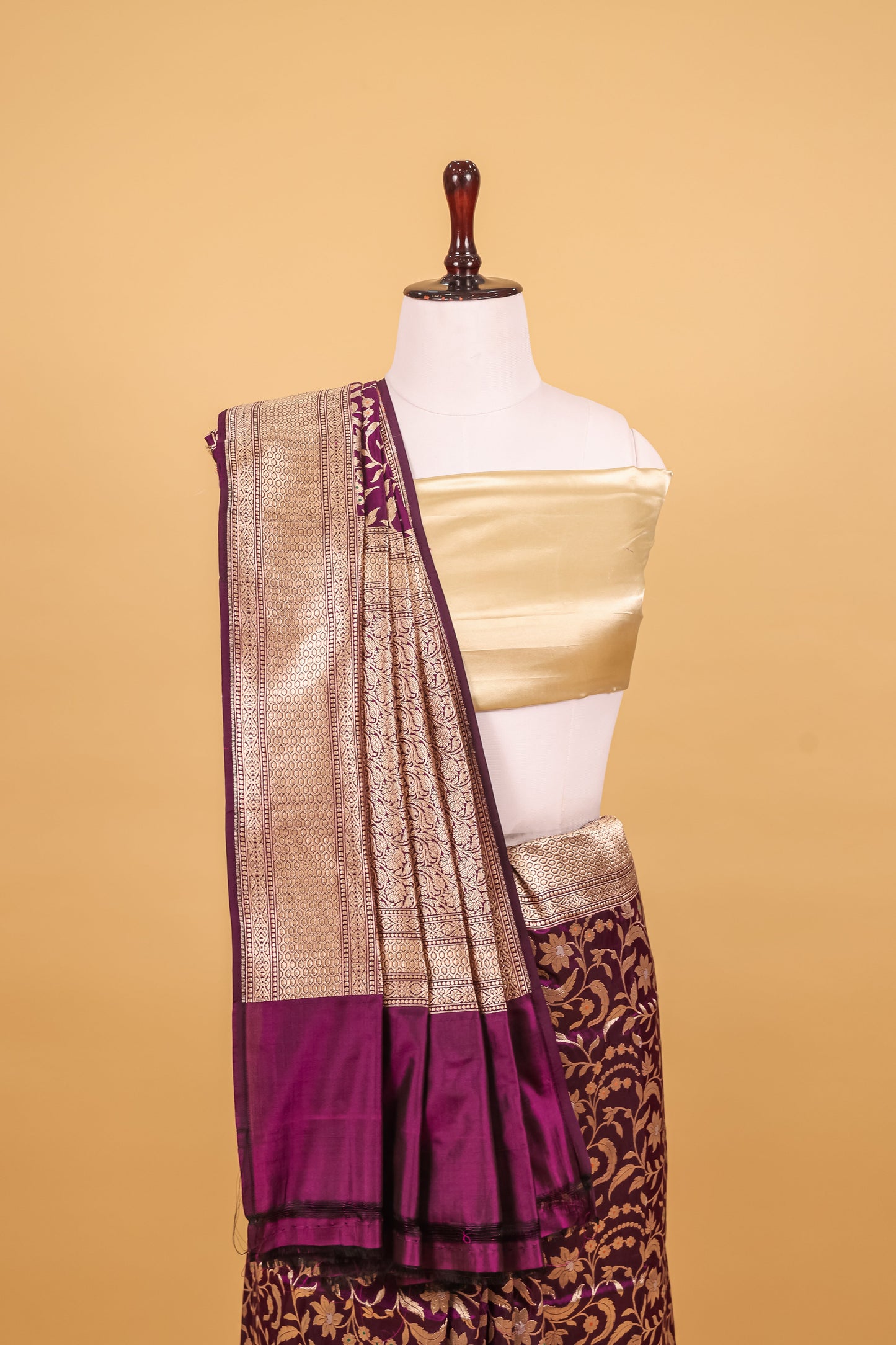 Purple Katan Pure Silk Kadhwa Saree - Panaya