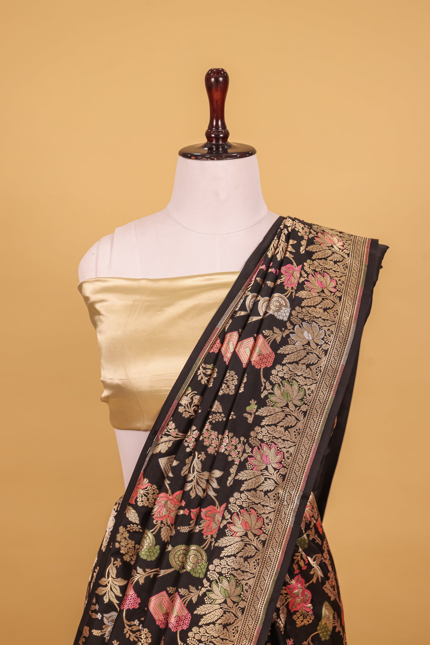 Black Katan Pure Silk Cutwork Saree - Panaya