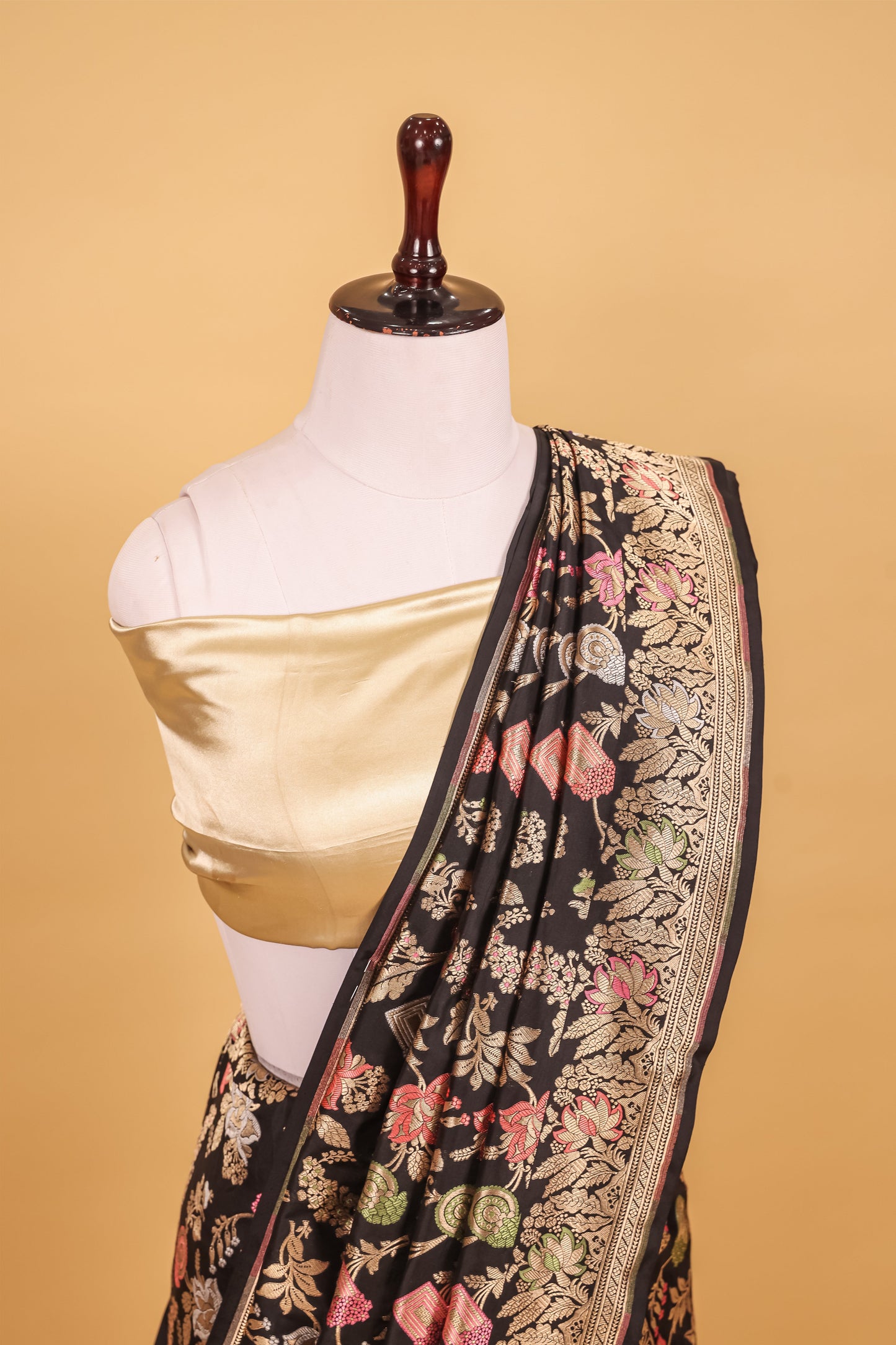 Black Katan Pure Silk Cutwork Saree - Panaya