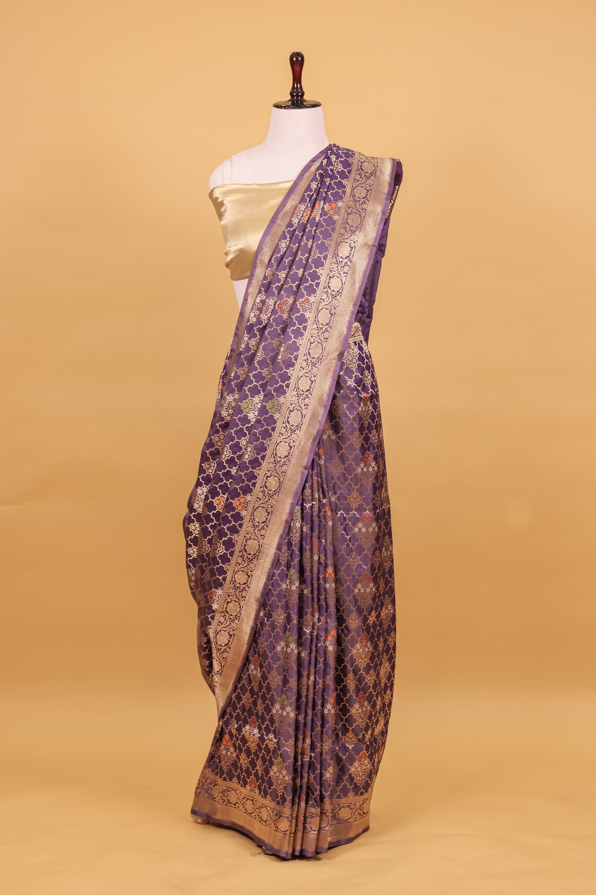 Blue Katan Pure Silk Kadhwa Saree - Panaya