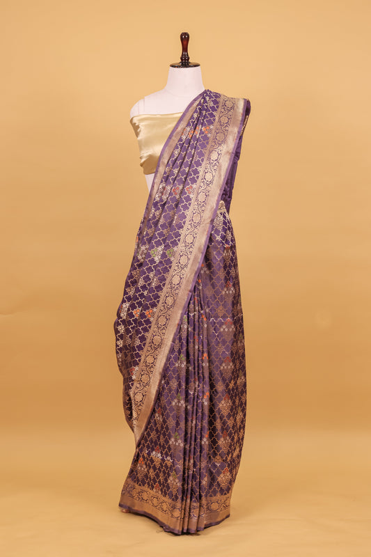 Blue Katan Pure Silk Kadhwa Saree - Panaya