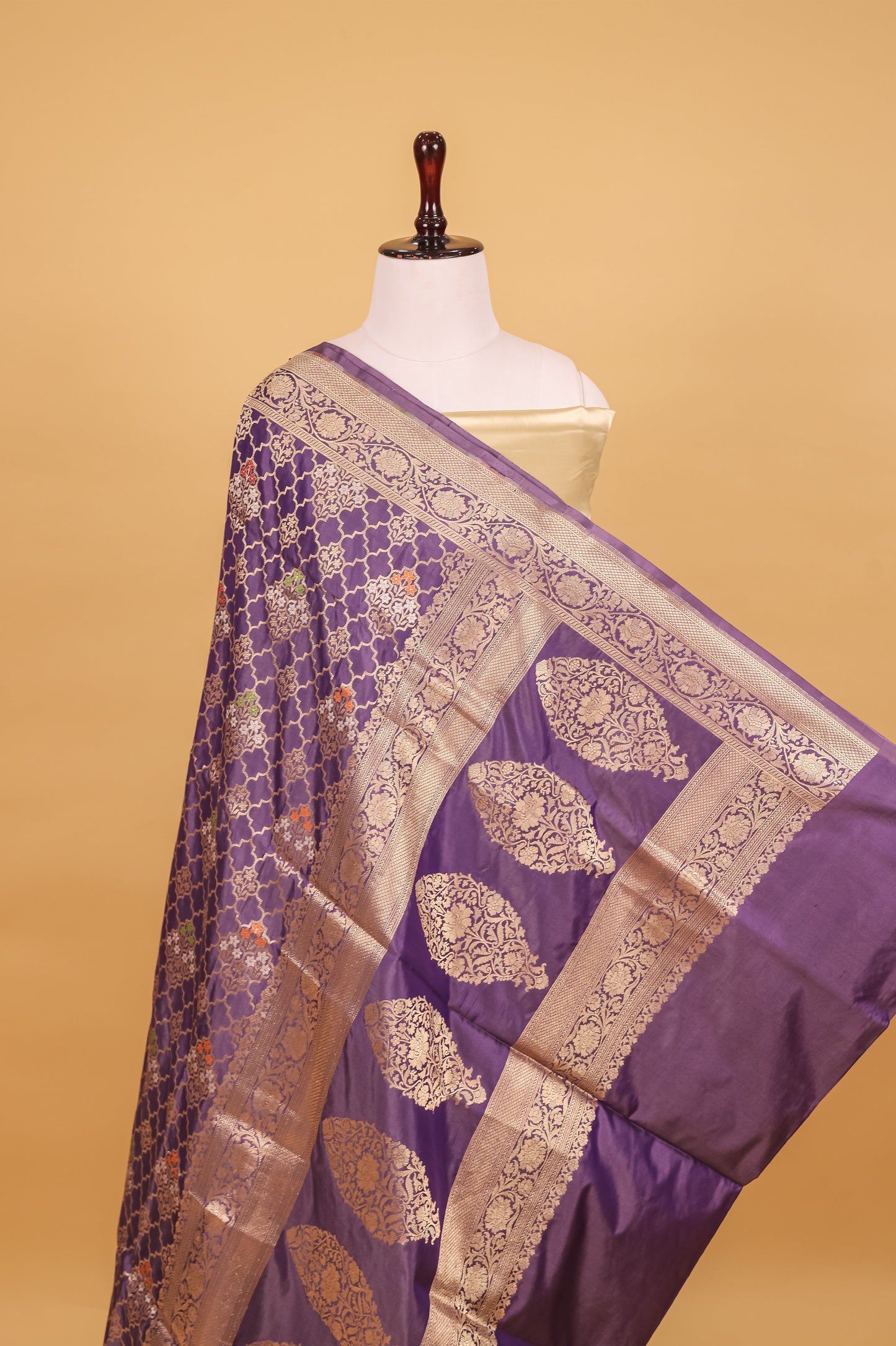 Blue Katan Pure Silk Kadhwa Saree - Panaya