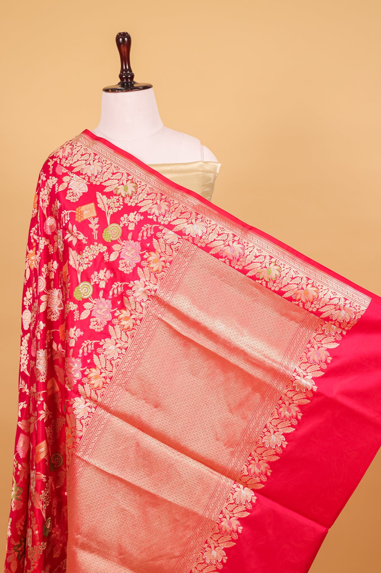 Rani Pink Katan Pure Silk Cutwork Saree - Panaya