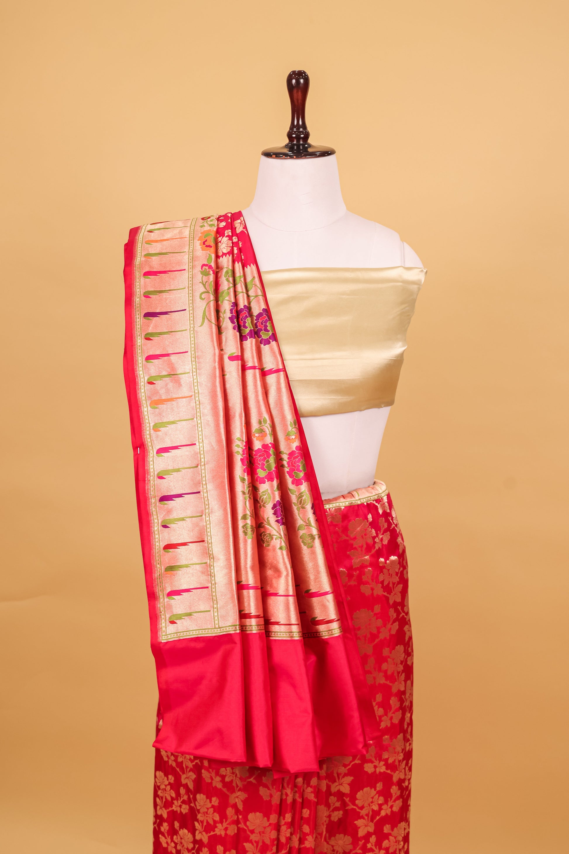 Rani Pink Katan Pure Silk Cutwork Saree - Panaya