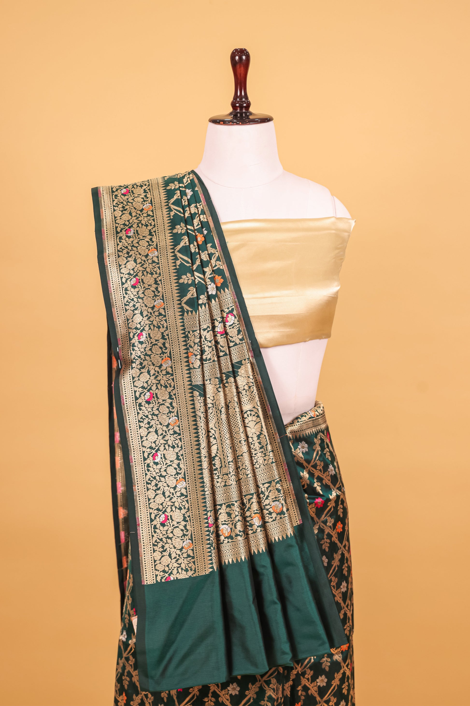 Green Katan Pure Silk Cutwork Saree - Panaya