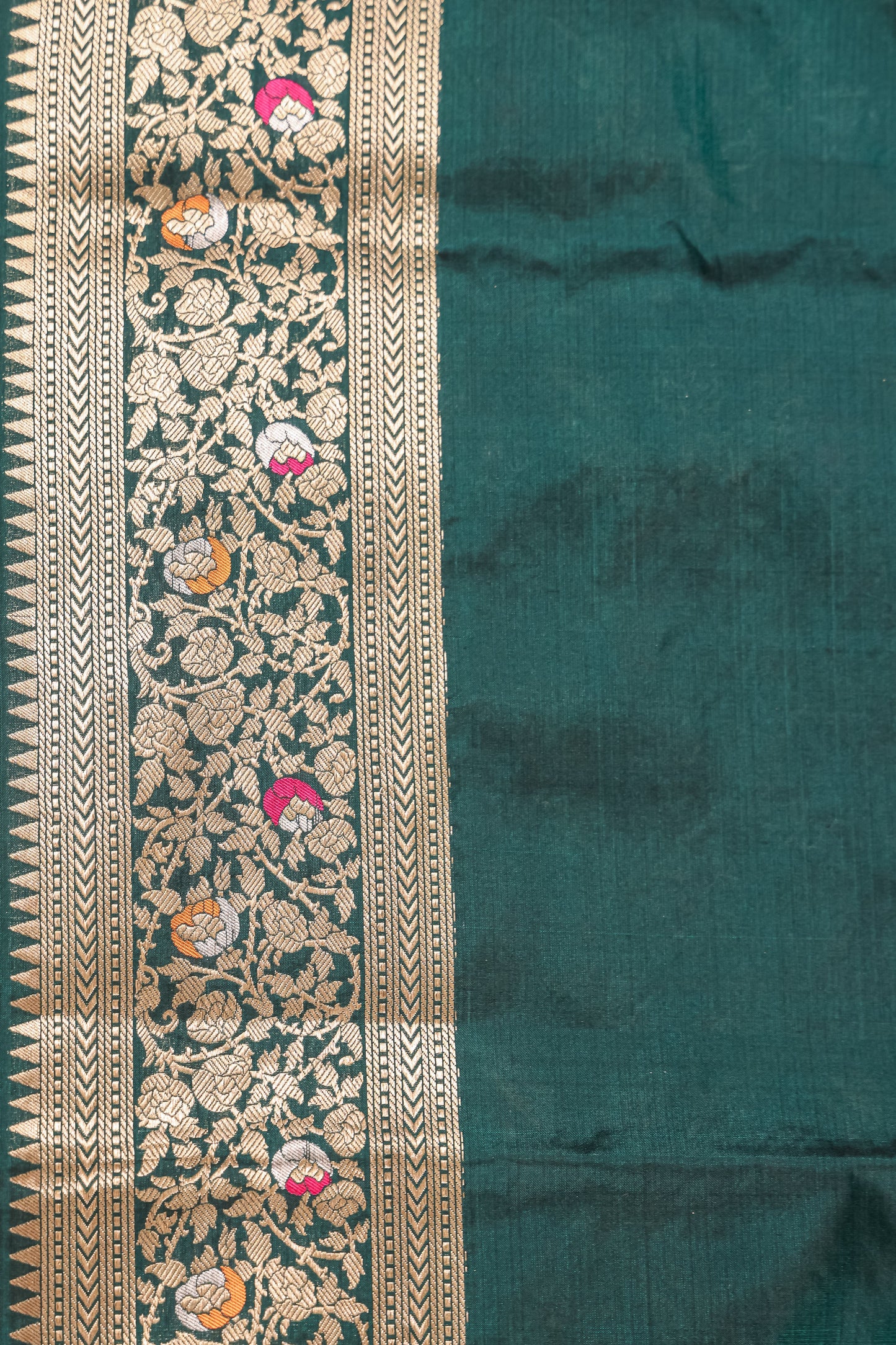 Green Katan Pure Silk Cutwork Saree