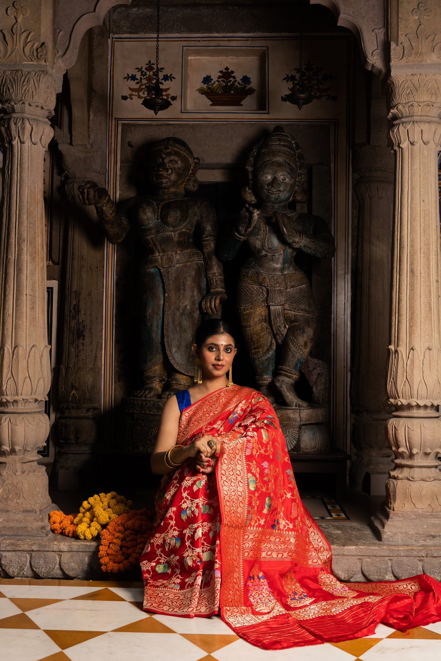 Red Handwoven Kadwa Katan Silk Saree