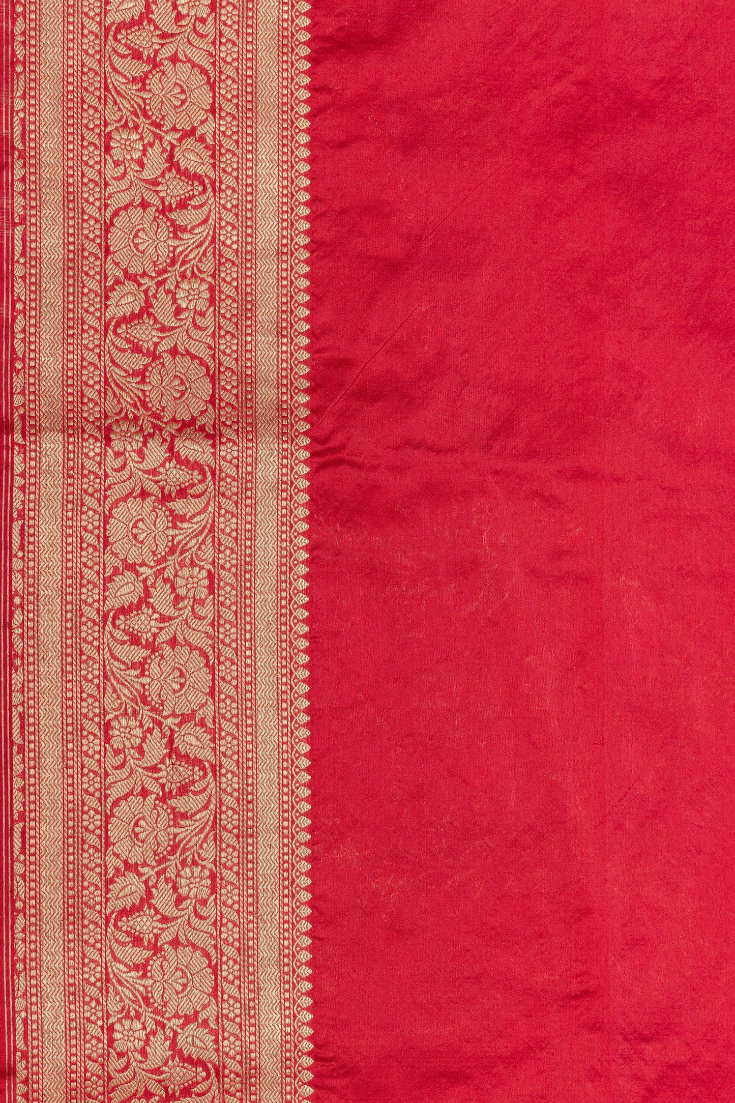 Cherry Red Handwoven Cutwork Katan Silk Saree