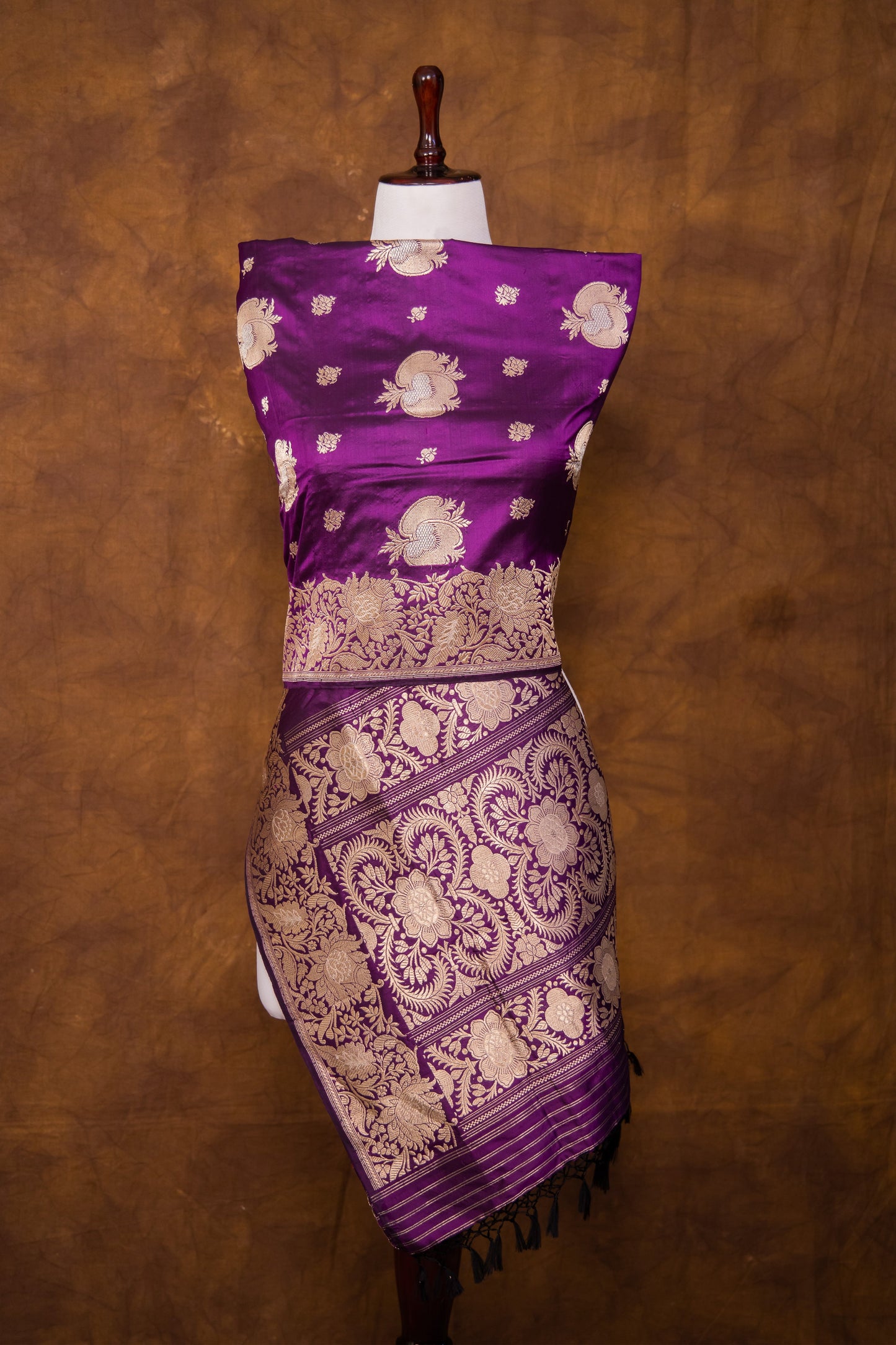 Purple Dupatta Katan Pure Silk - Panaya