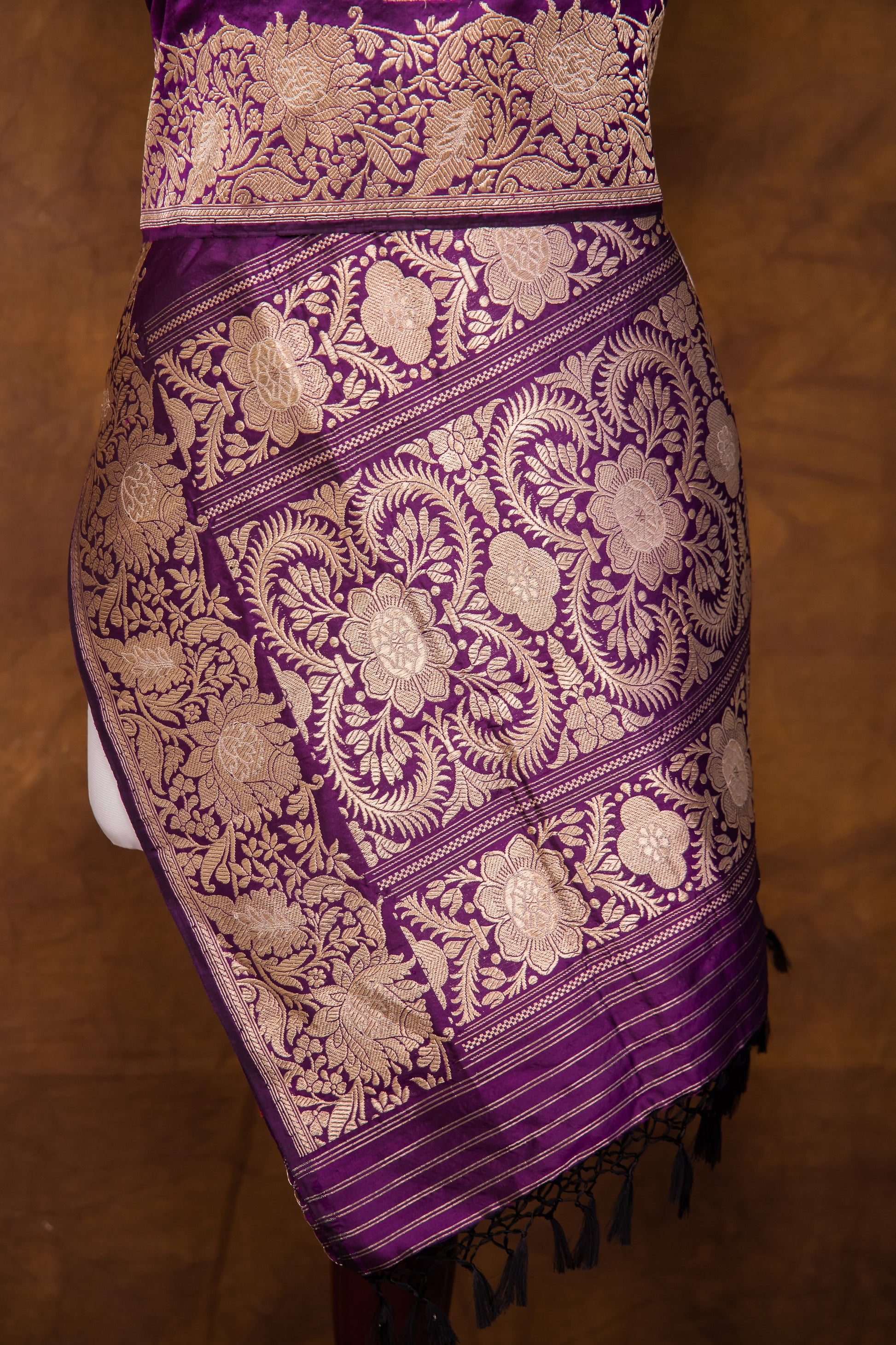 Purple Dupatta Katan Pure Silk - Panaya