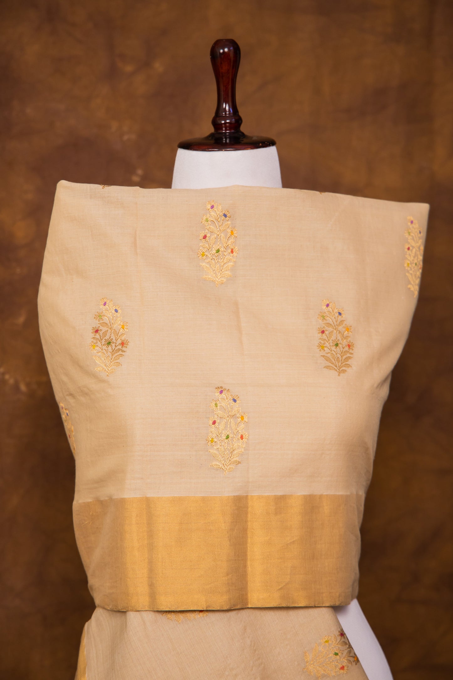 Offwhite Dupatta Silk by Cotton - Panaya