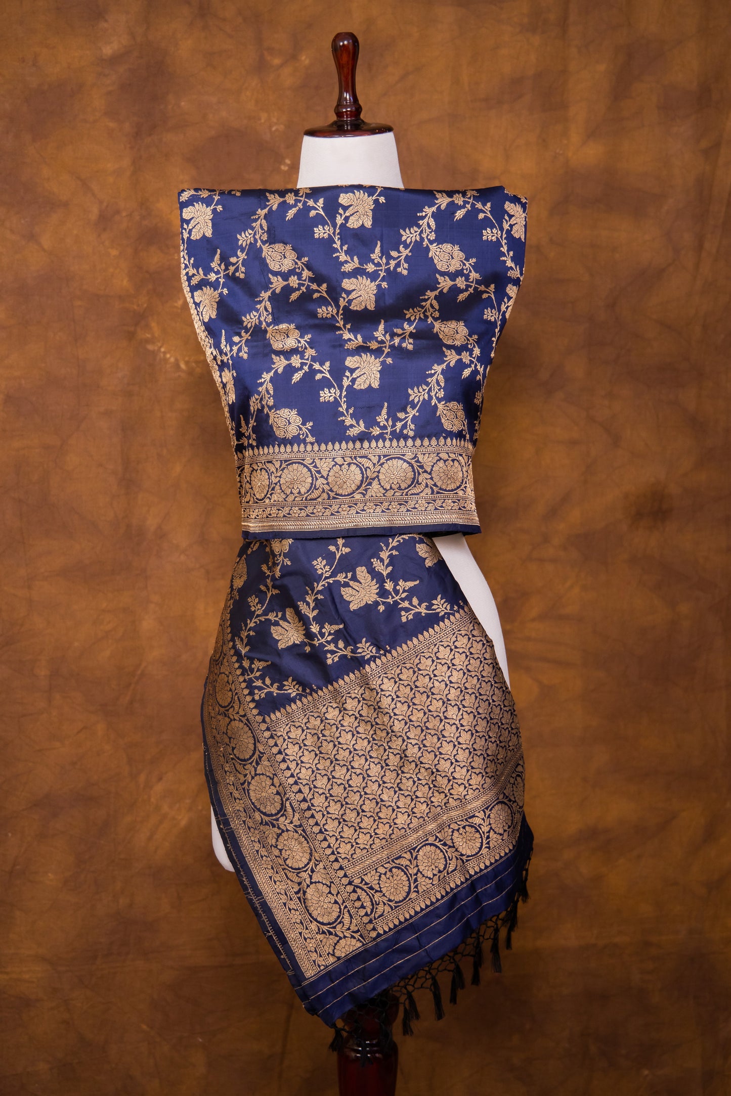 Indigo Blue Dupatta Katan Pure Silk - Panaya