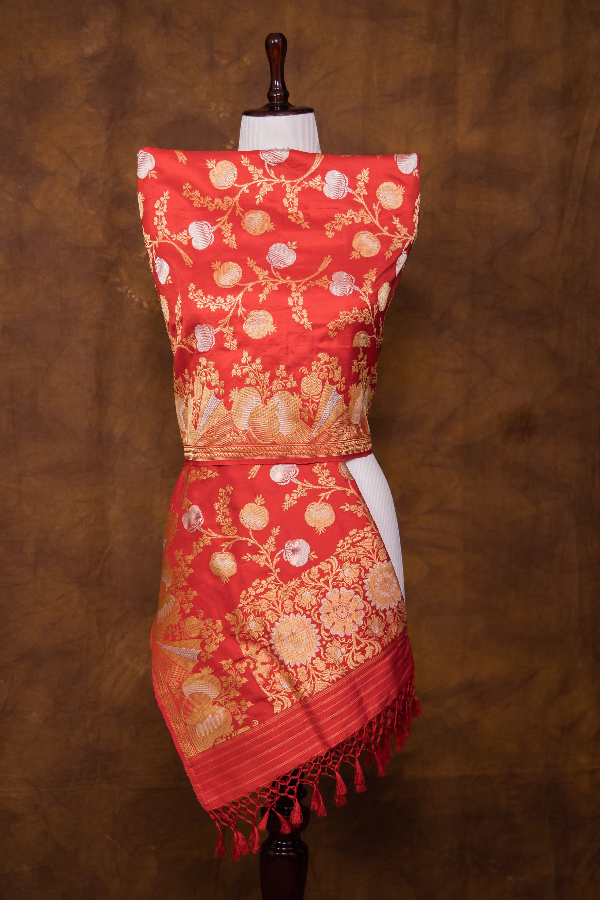 Red Katan Pure Silk Dupatta - Panaya